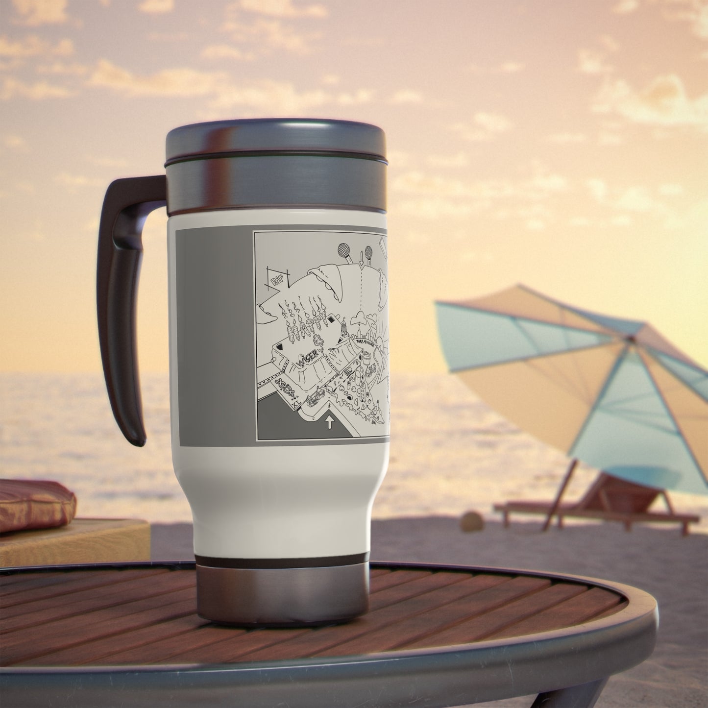 Stainless Steel Travel Mug with Handle, 14oz