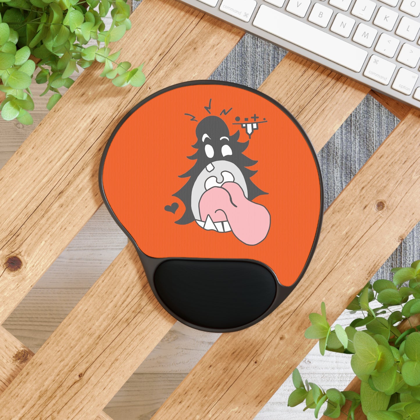 "Scrietch" Mouse Pad With Wrist Rest (Orange)