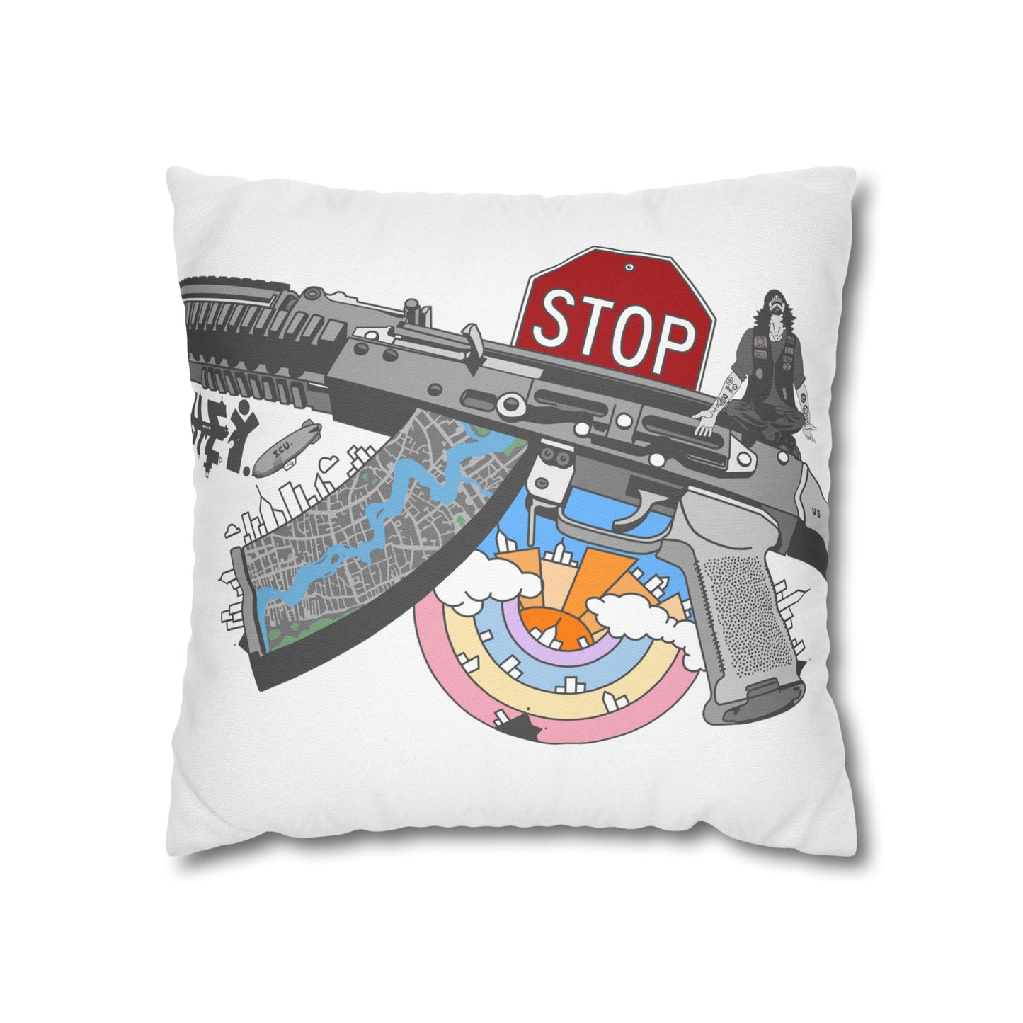 "Just Stop" Spun Polyester Square Pillow Case
