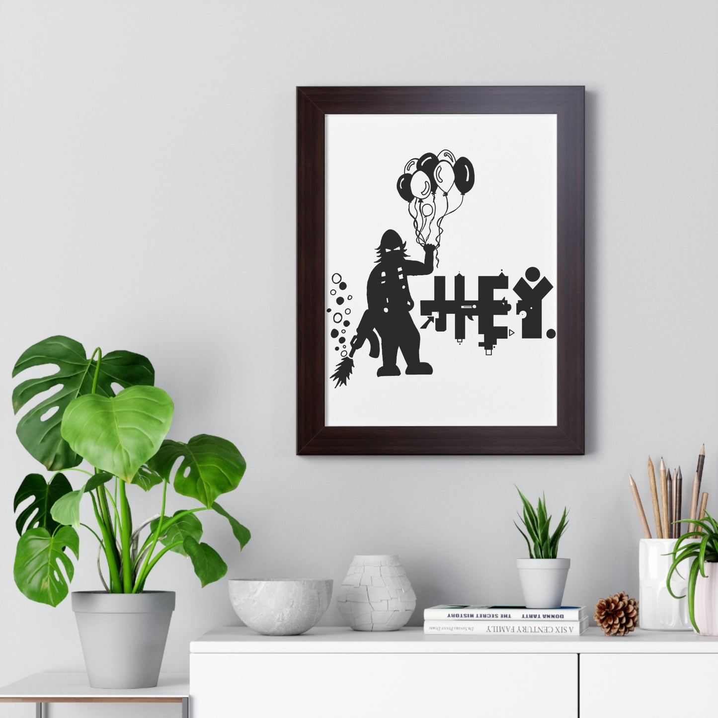 Hey. Brand Balloon Logo Framed Vertical Poster