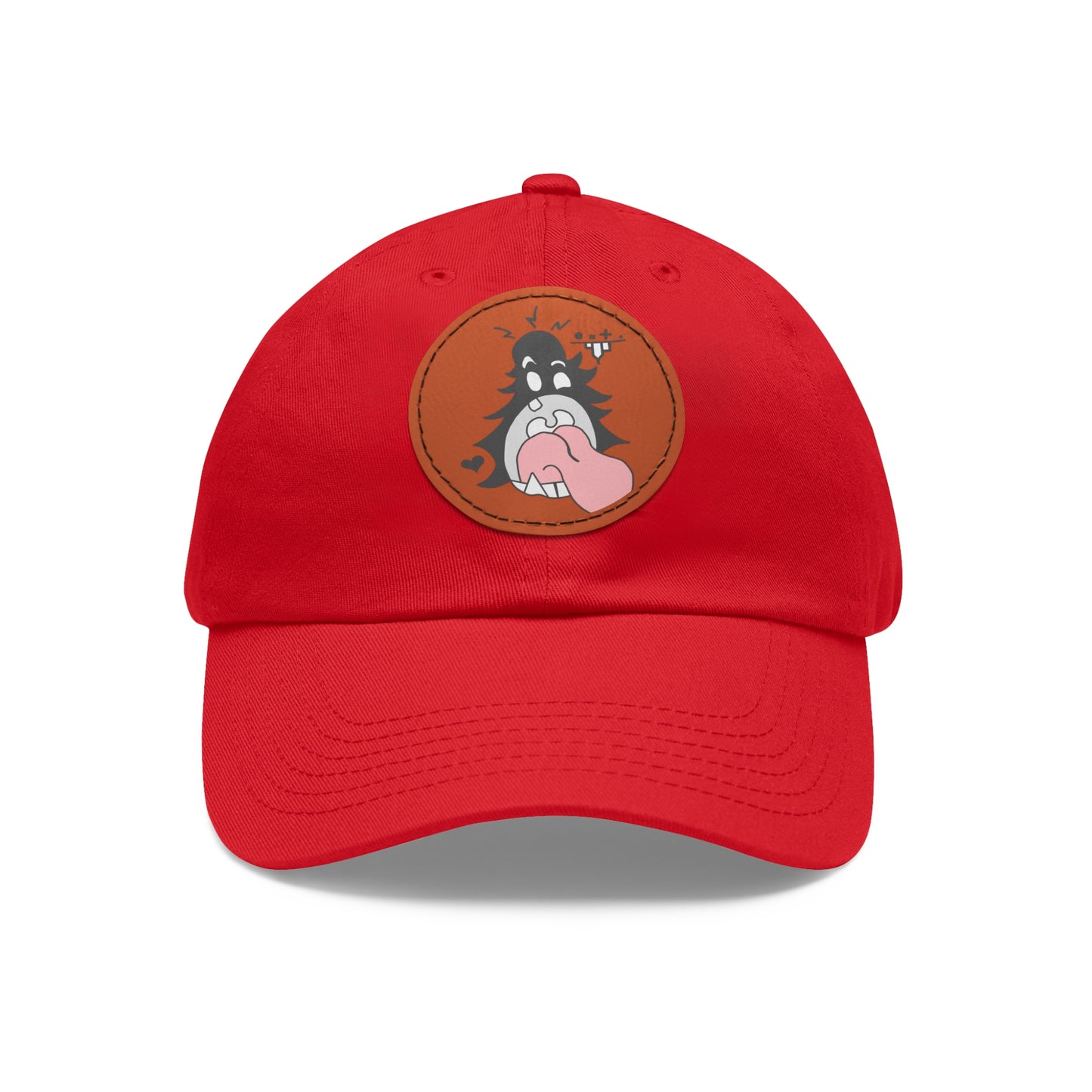 "Scrietch" Dad Hat with Leather Patch (Round)