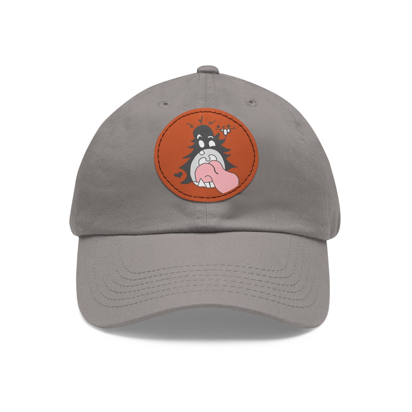 "Scrietch" Dad Hat with Leather Patch (Round)