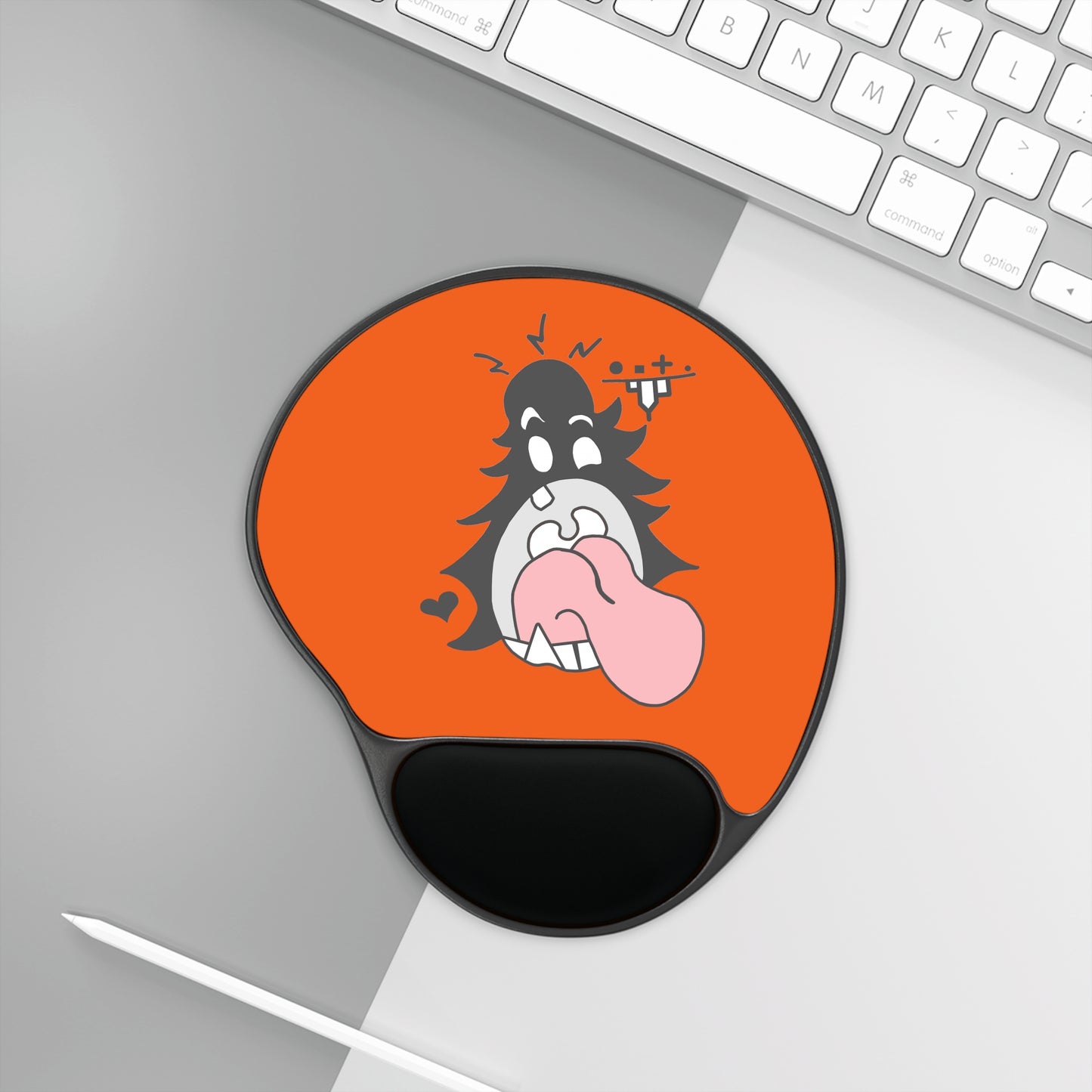 "Scrietch" Mouse Pad With Wrist Rest (Orange)