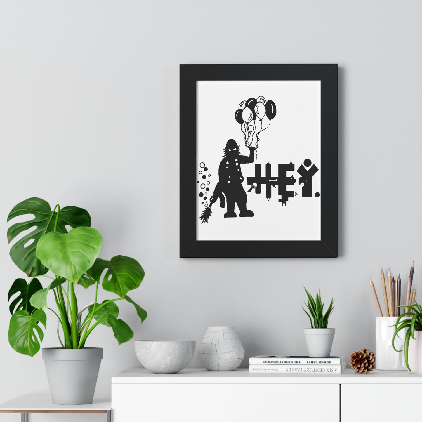 Hey. Brand Balloon Logo Framed Vertical Poster