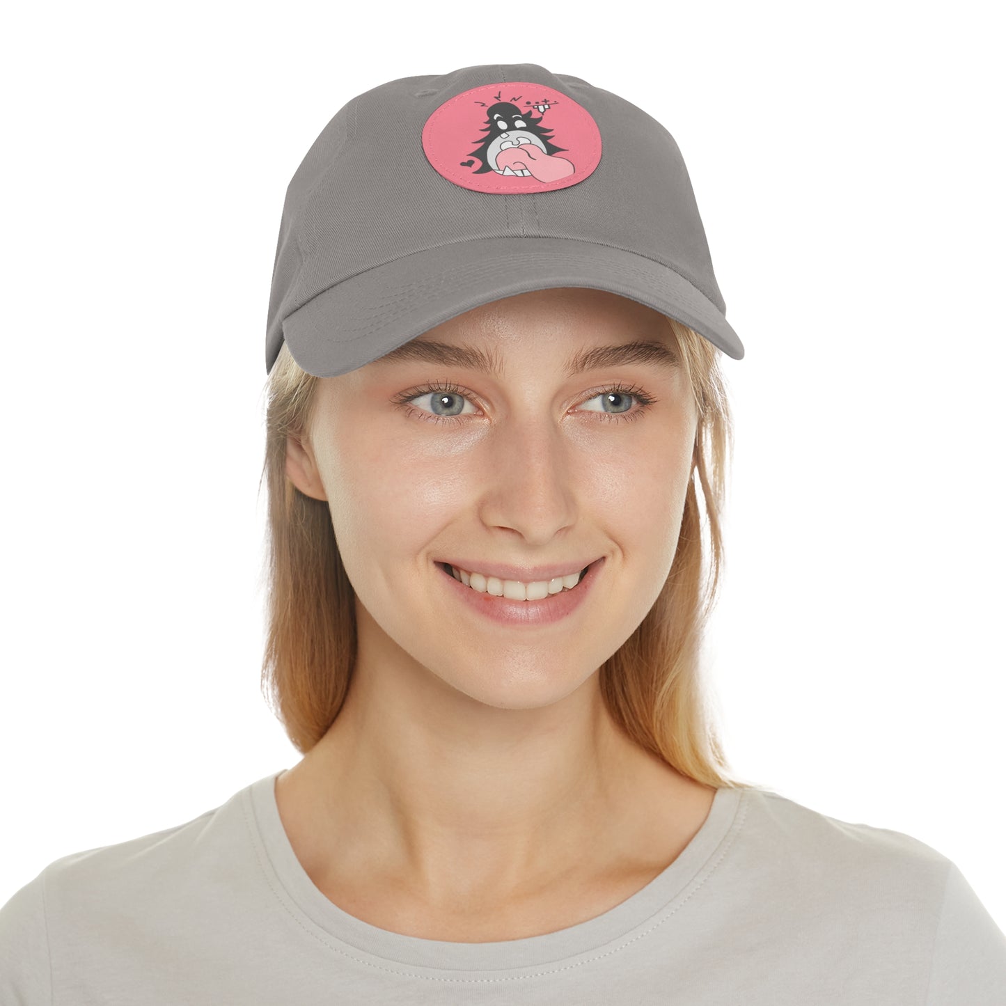 "Scrietch" Dad Hat with Leather Patch (Round)