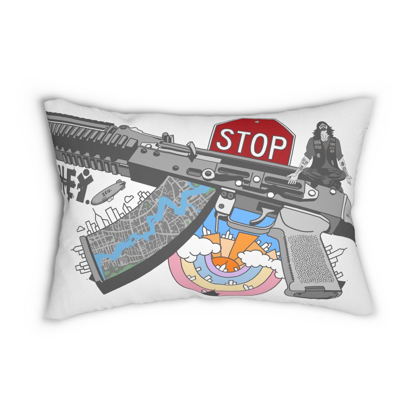 "Just Stop" Spun Polyester Lumbar Pillow