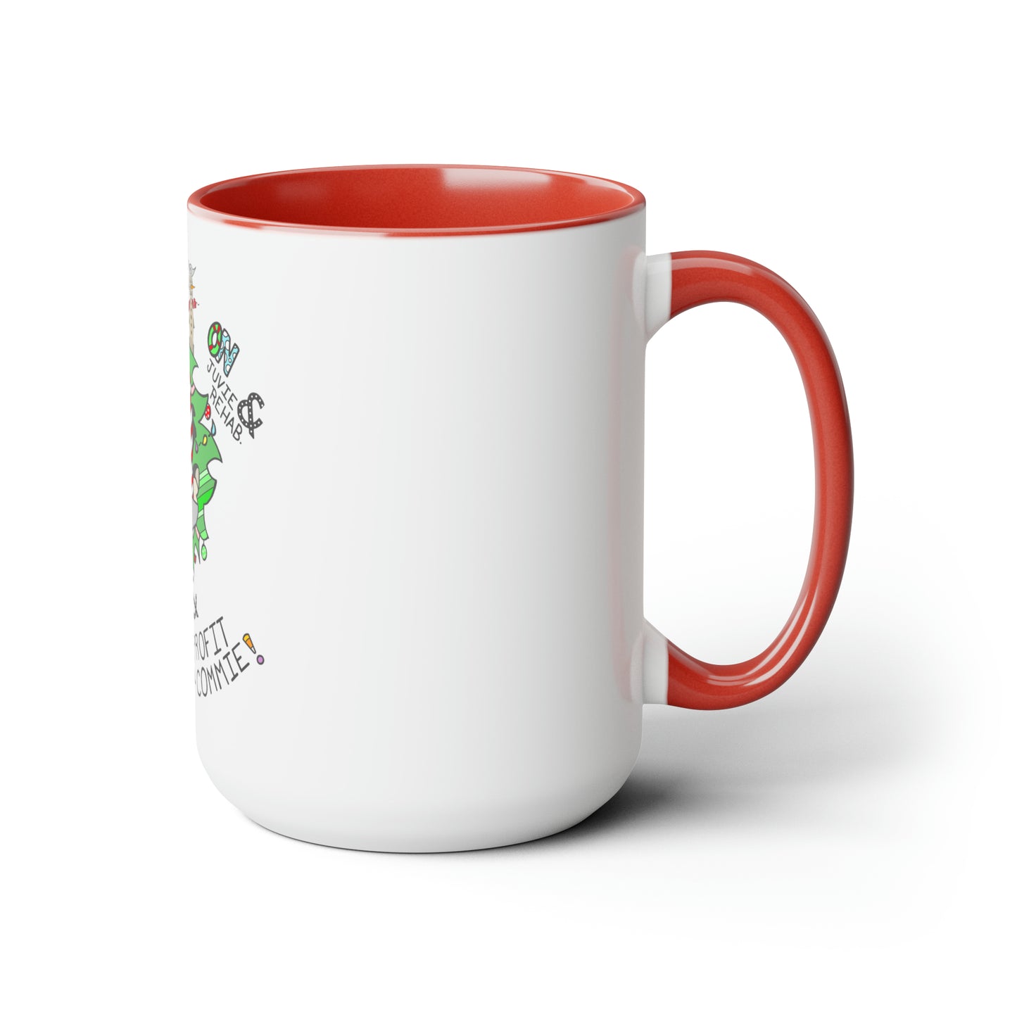 "On Profit! On Commie!" Two-Tone Coffee Mugs, 15oz