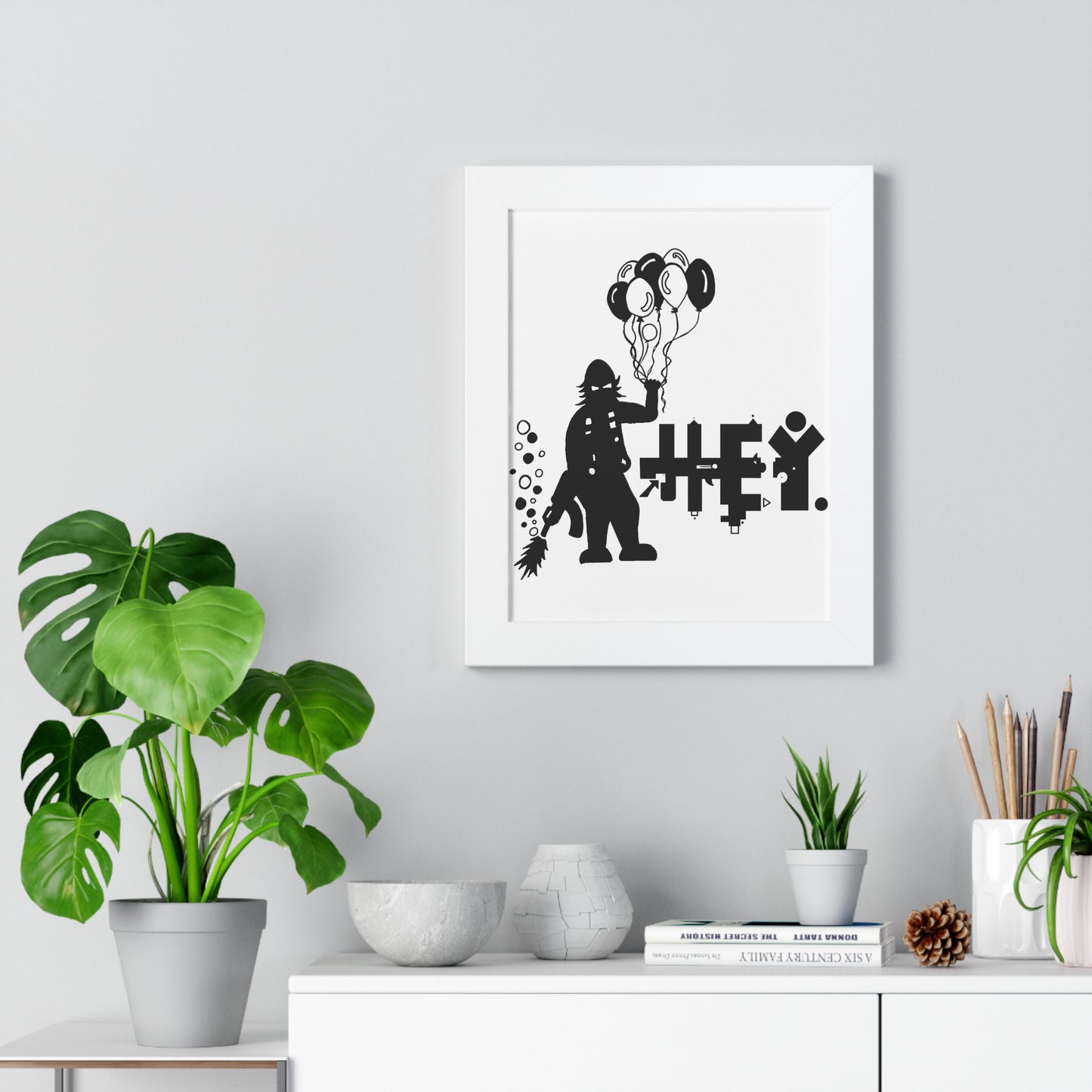 Hey. Brand Balloon Logo Framed Vertical Poster