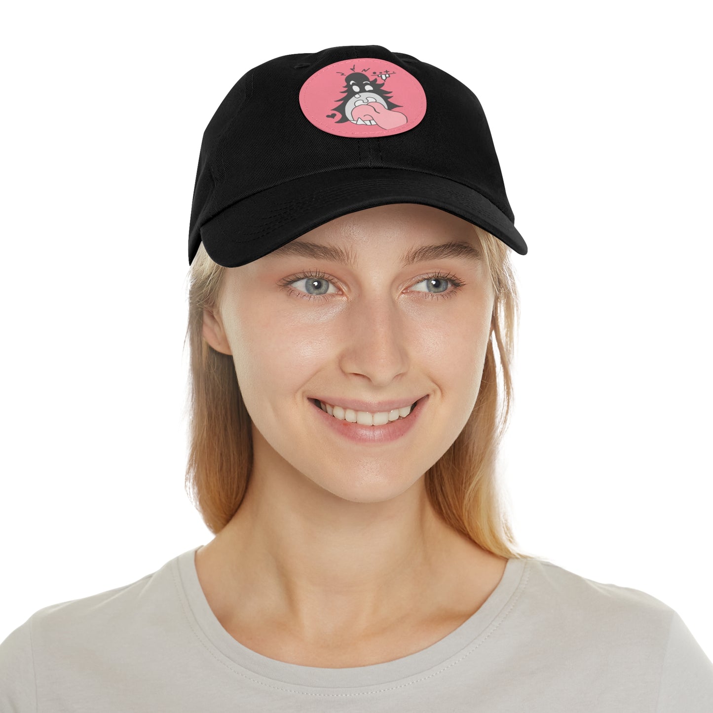 "Scrietch" Dad Hat with Leather Patch (Round)