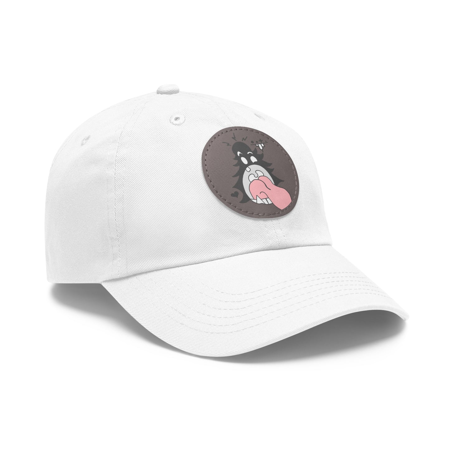 "Scrietch" Dad Hat with Leather Patch (Round)