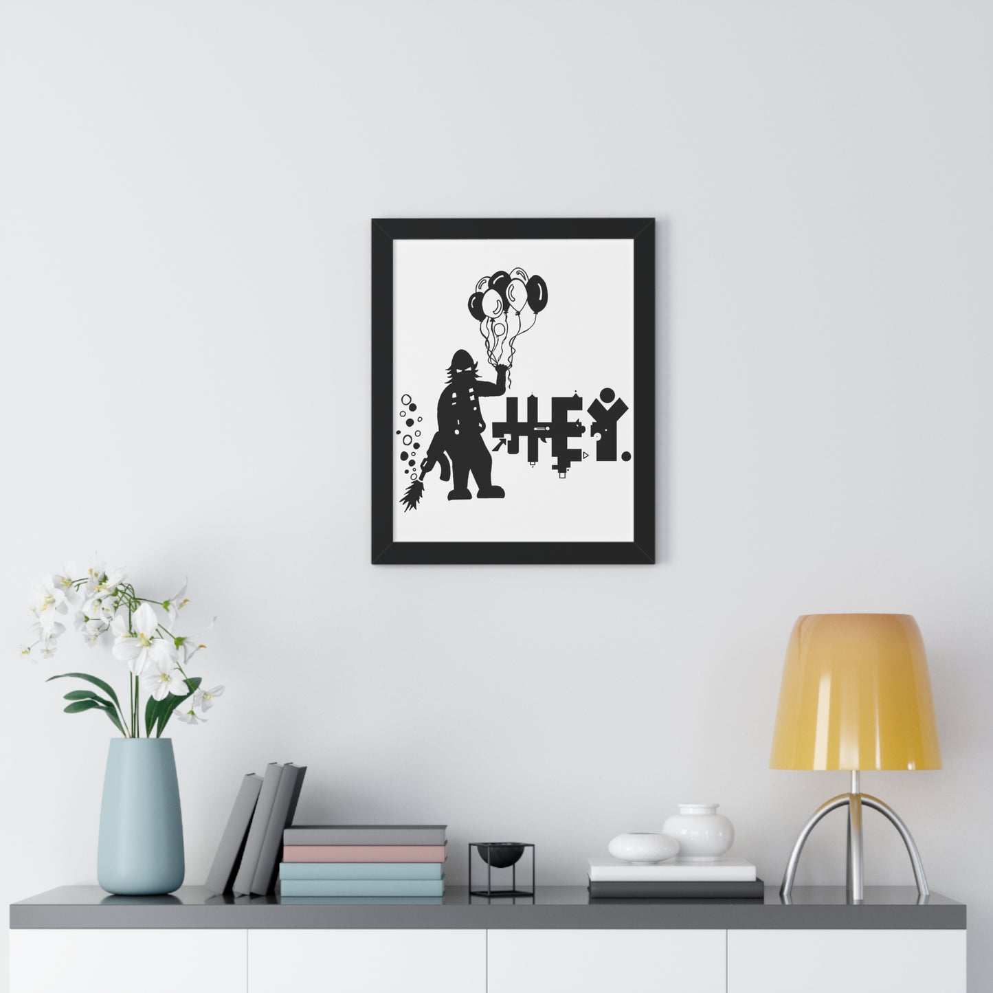 Hey. Brand Balloon Logo Framed Vertical Poster