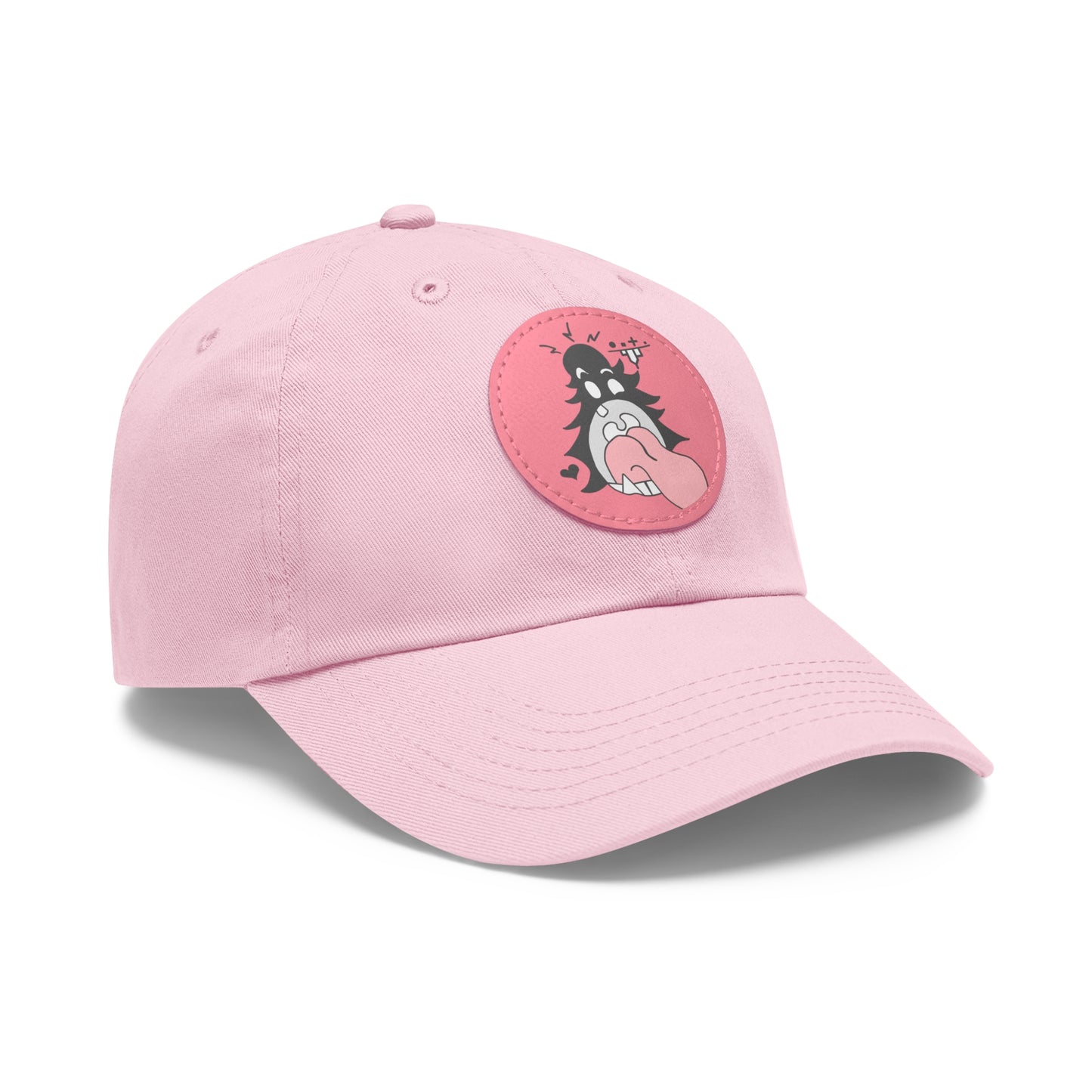"Scrietch" Dad Hat with Leather Patch (Round)