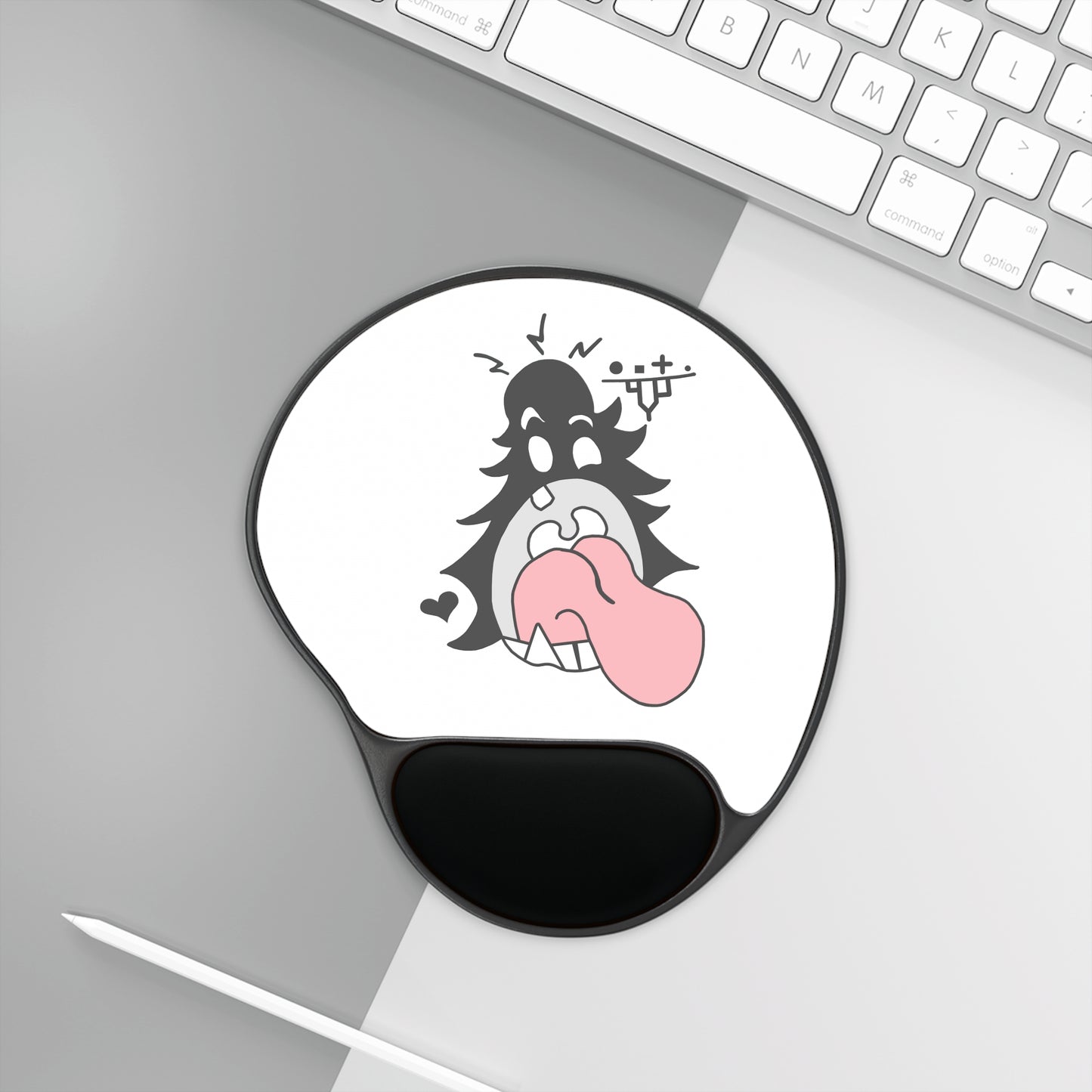 "Scrietch" Mouse Pad With Wrist Rest (White)