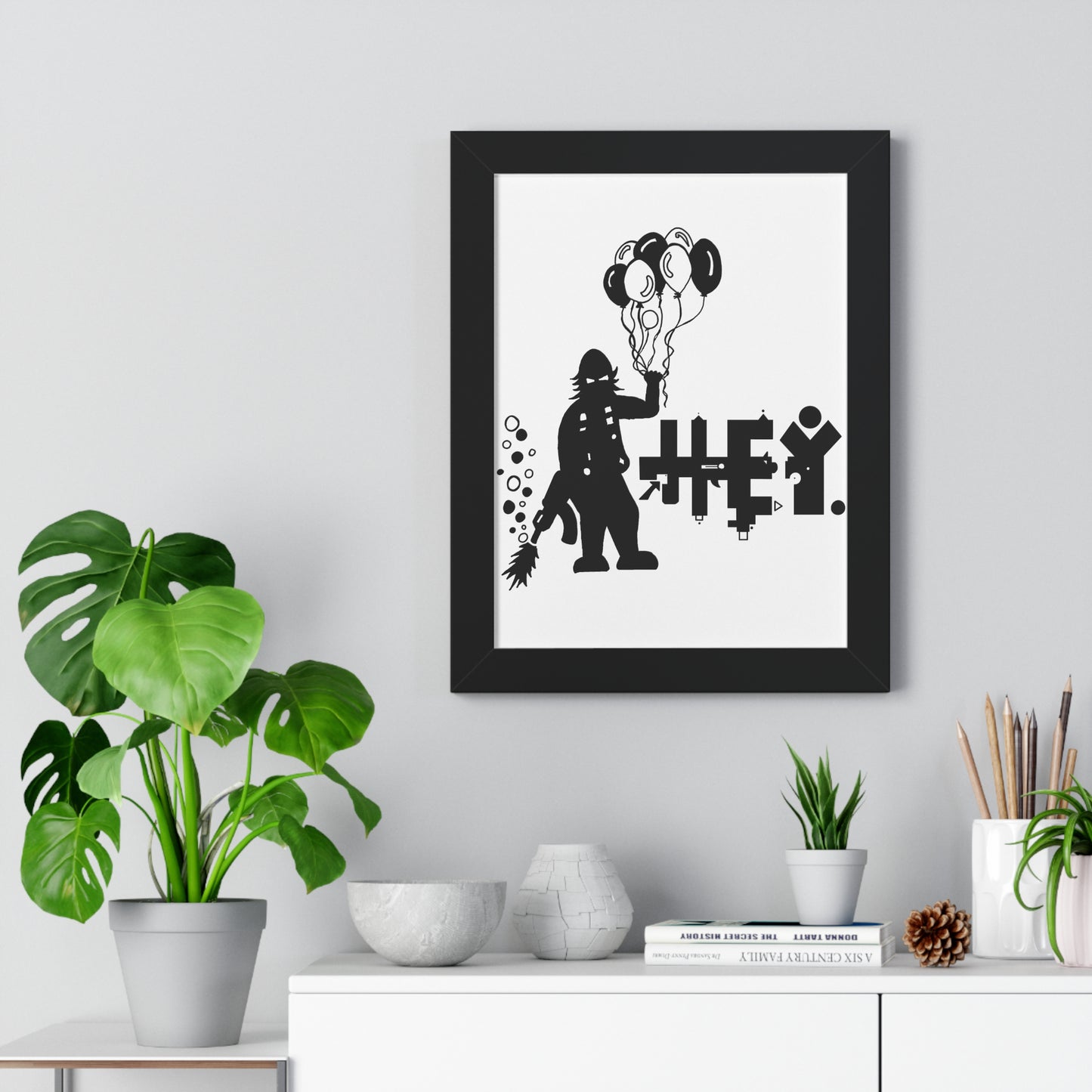 Hey. Brand Balloon Logo Framed Vertical Poster