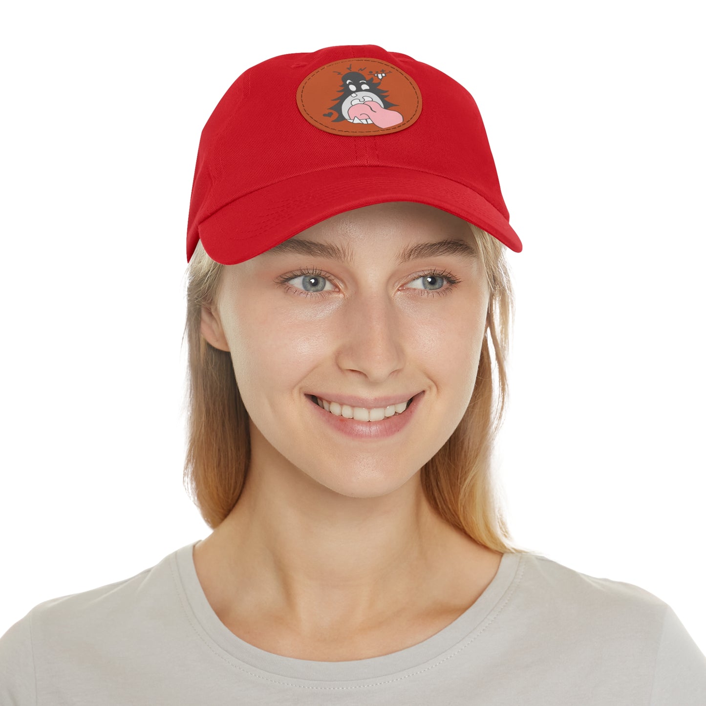 "Scrietch" Dad Hat with Leather Patch (Round)