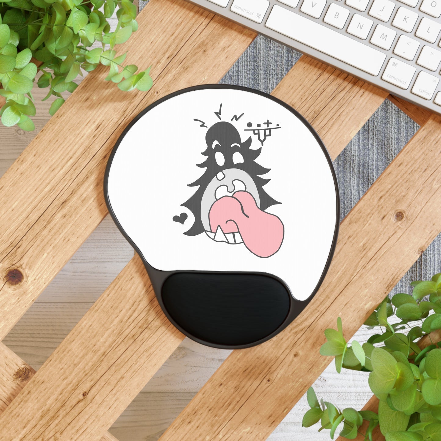 "Scrietch" Mouse Pad With Wrist Rest (White)
