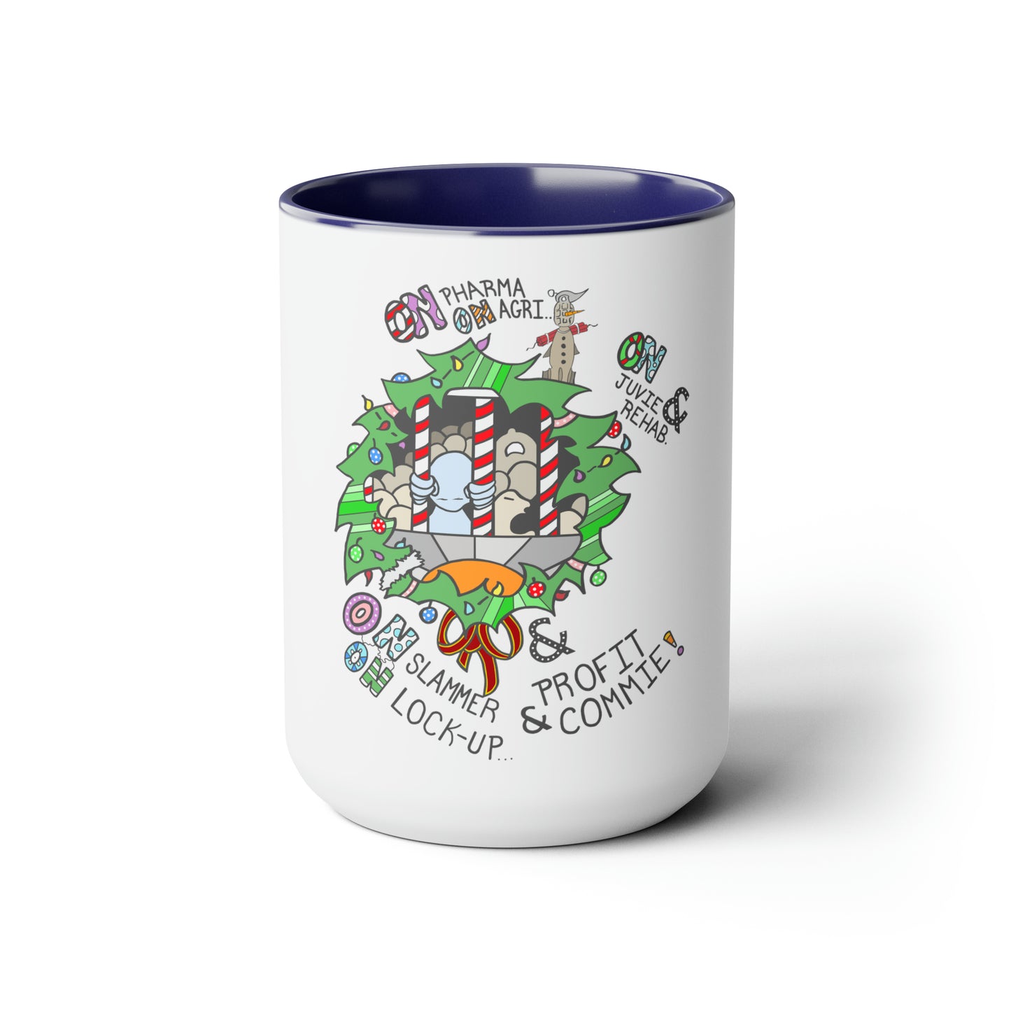 "On Profit! On Commie!" Two-Tone Coffee Mugs, 15oz