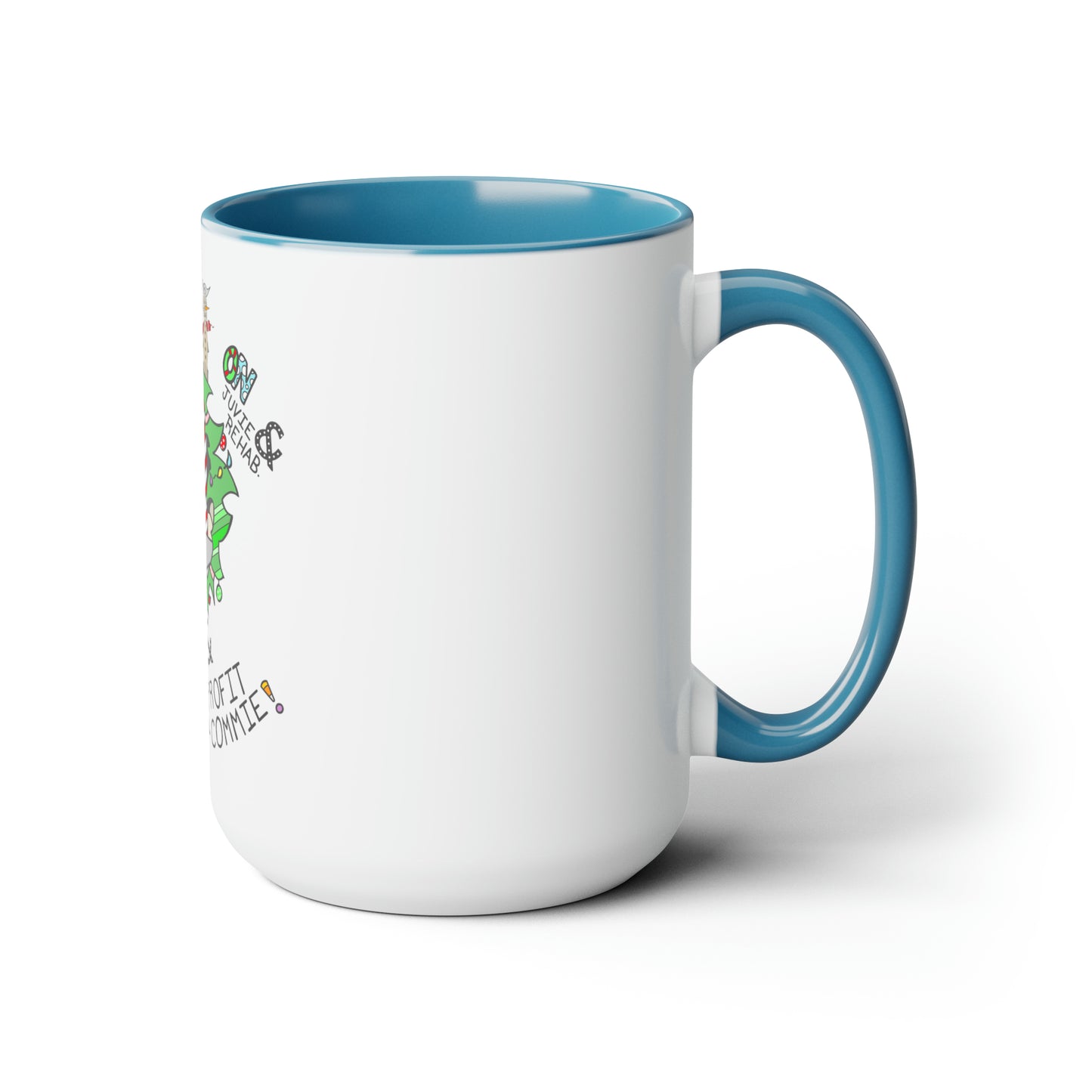 "On Profit! On Commie!" Two-Tone Coffee Mugs, 15oz