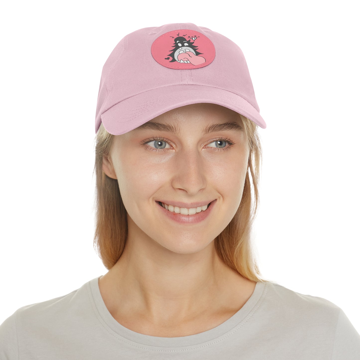 "Scrietch" Dad Hat with Leather Patch (Round)