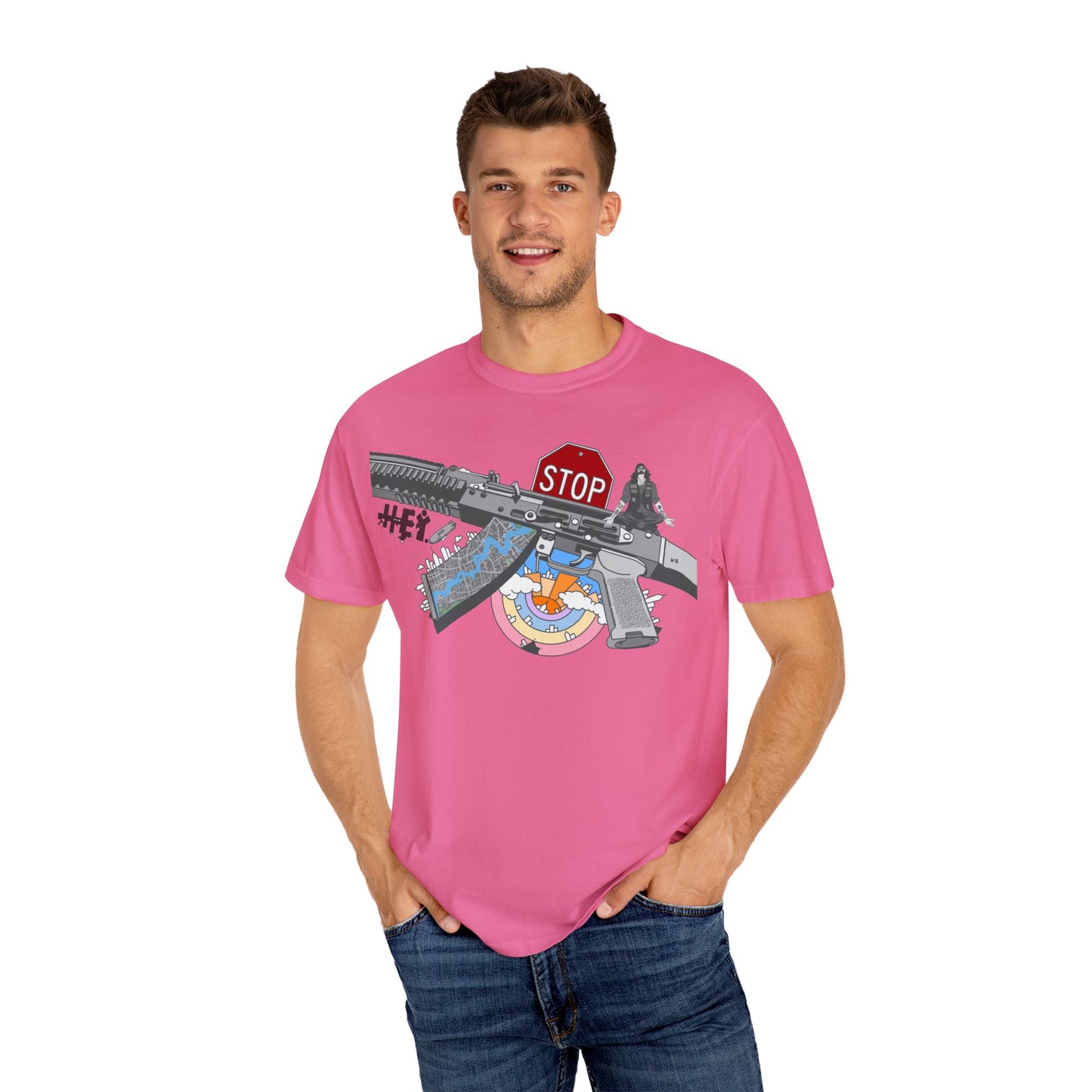 "Just Stop" Unisex Garment-Dyed T-shirt