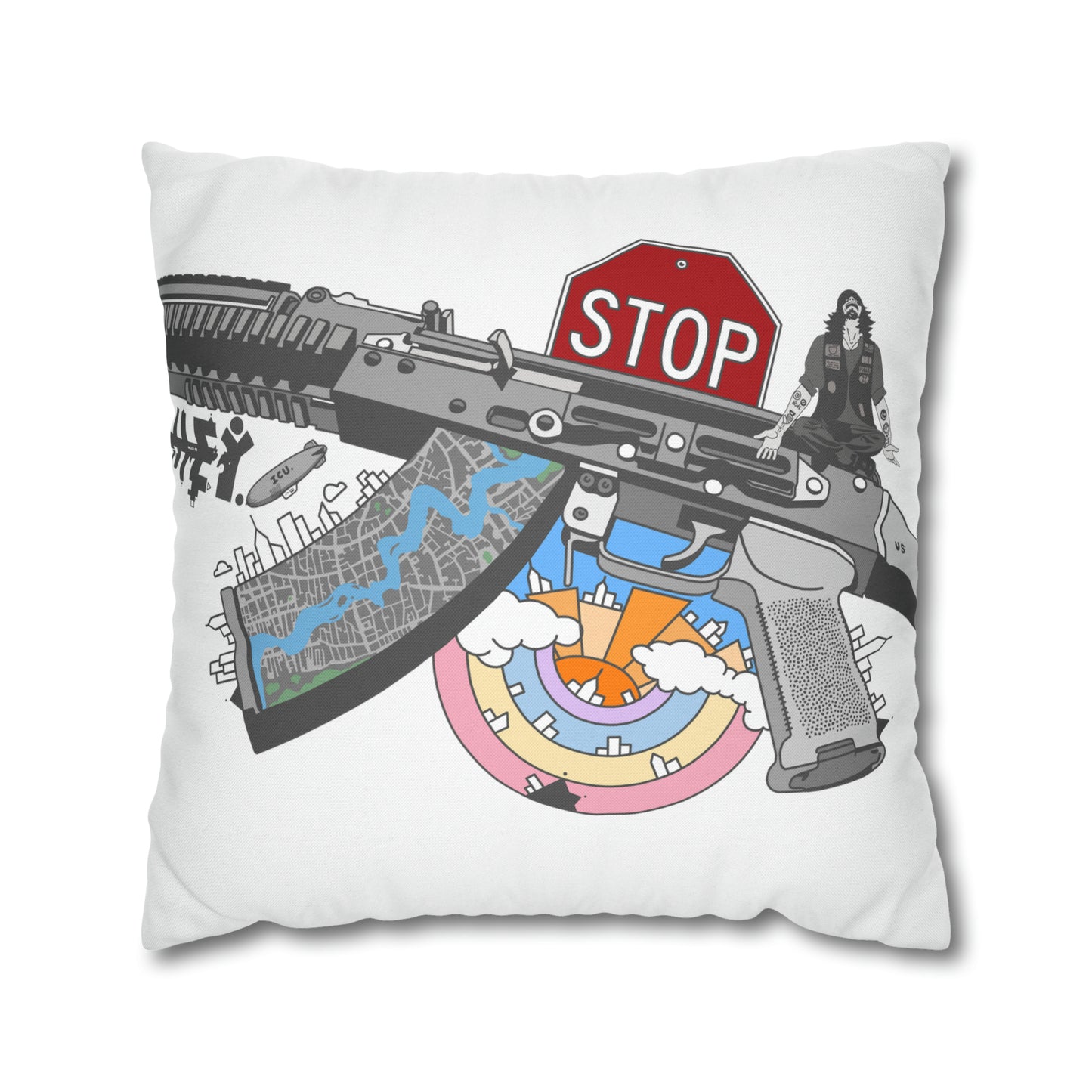 "Just Stop" Spun Polyester Square Pillow Case