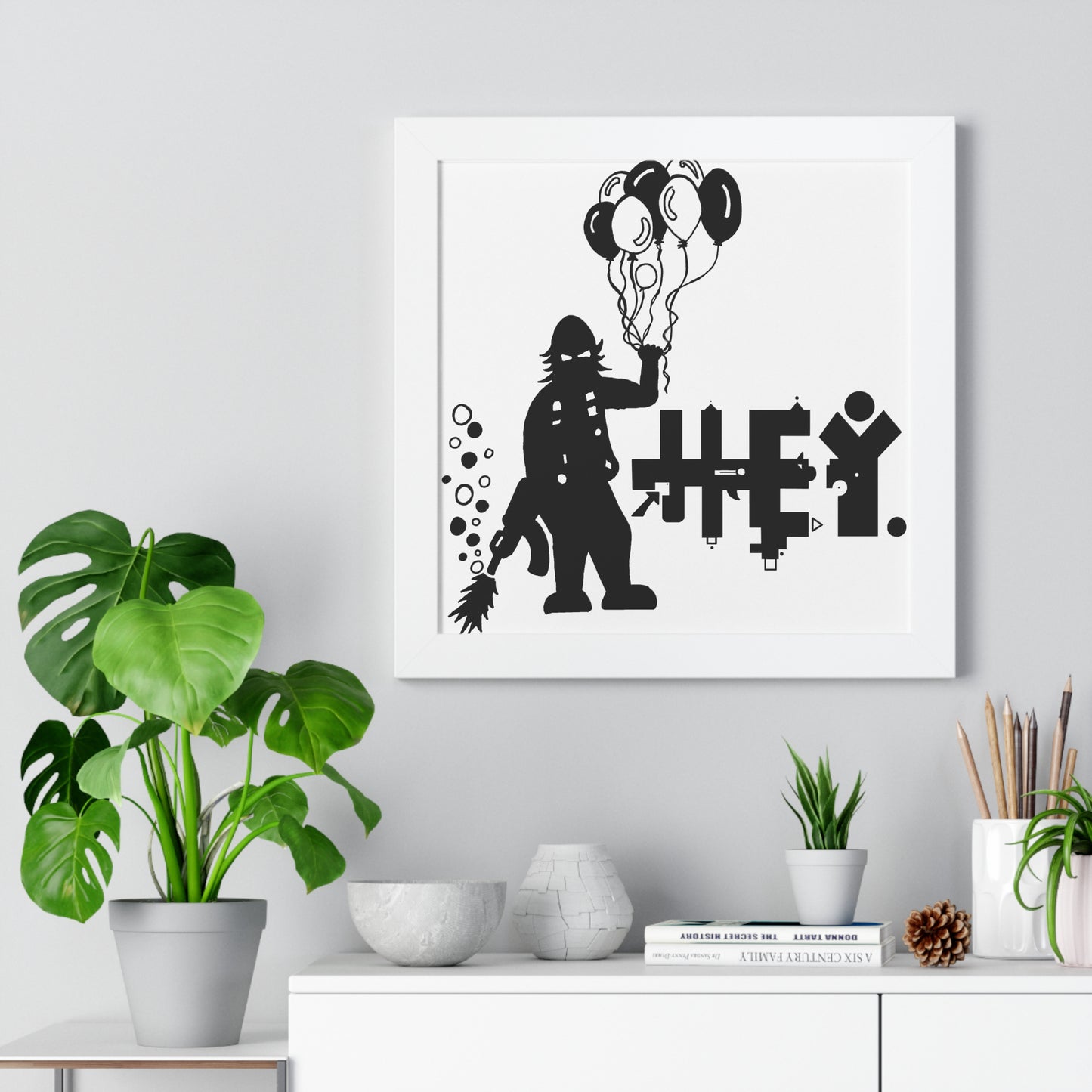 Hey. Brand Balloon Logo Framed Vertical Poster