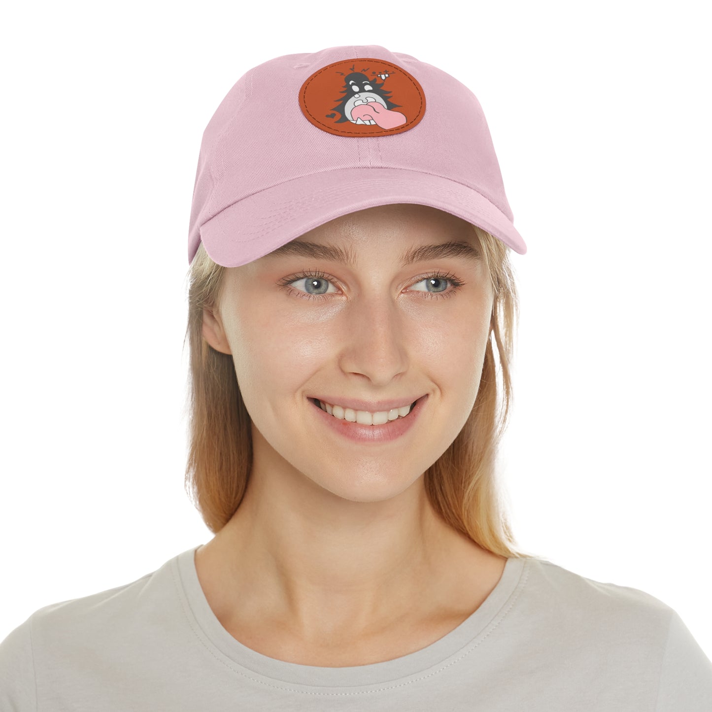 "Scrietch" Dad Hat with Leather Patch (Round)