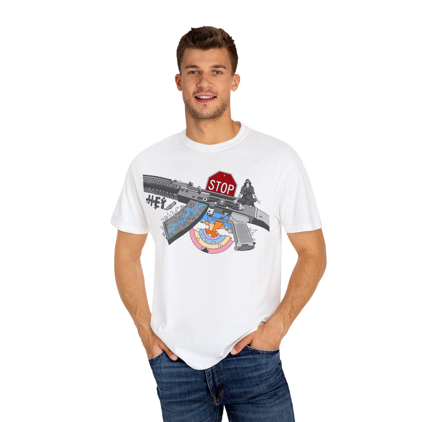 "Just Stop" Unisex Garment-Dyed T-shirt