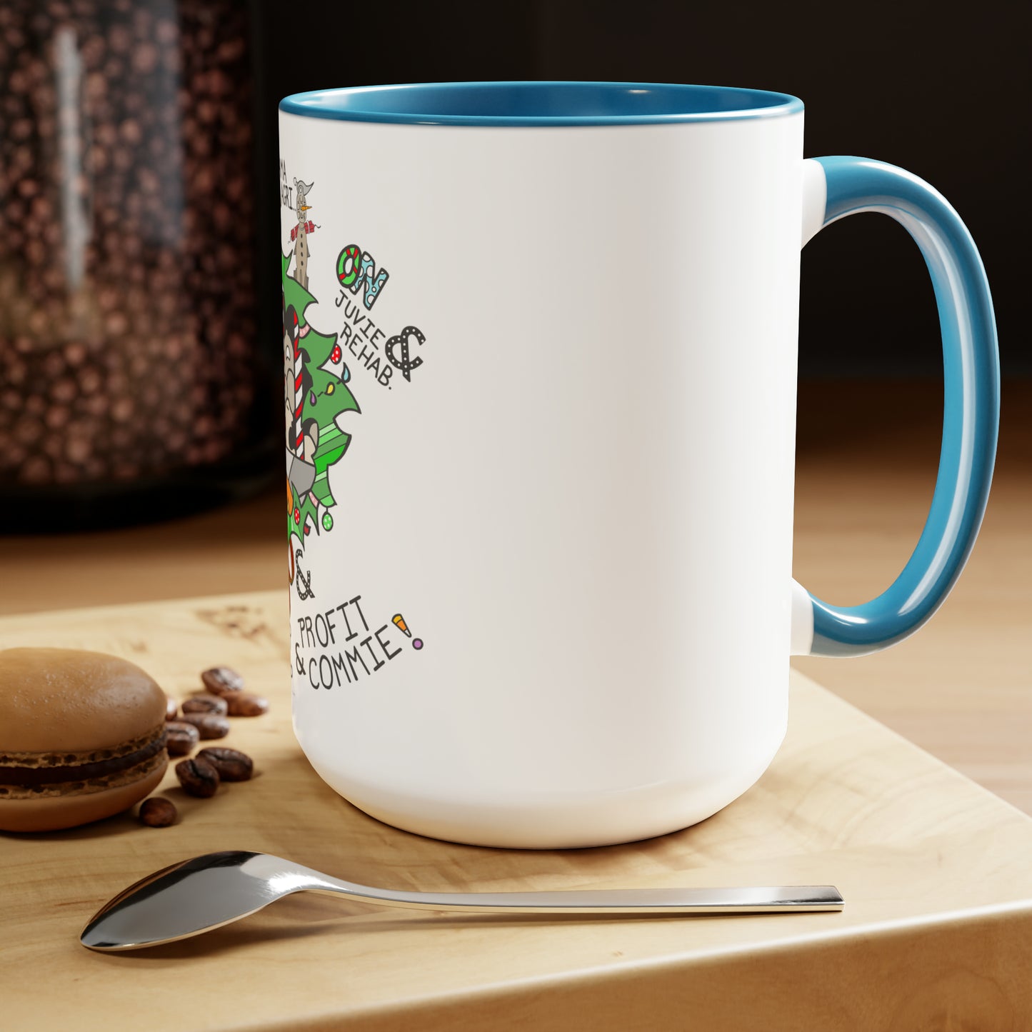 "On Profit! On Commie!" Two-Tone Coffee Mugs, 15oz