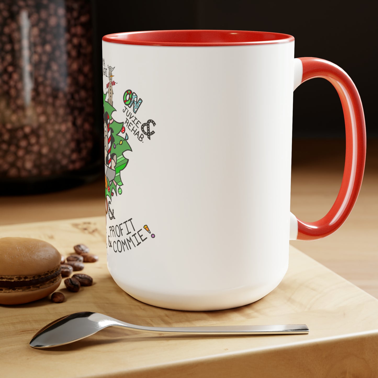 "On Profit! On Commie!" Two-Tone Coffee Mugs, 15oz