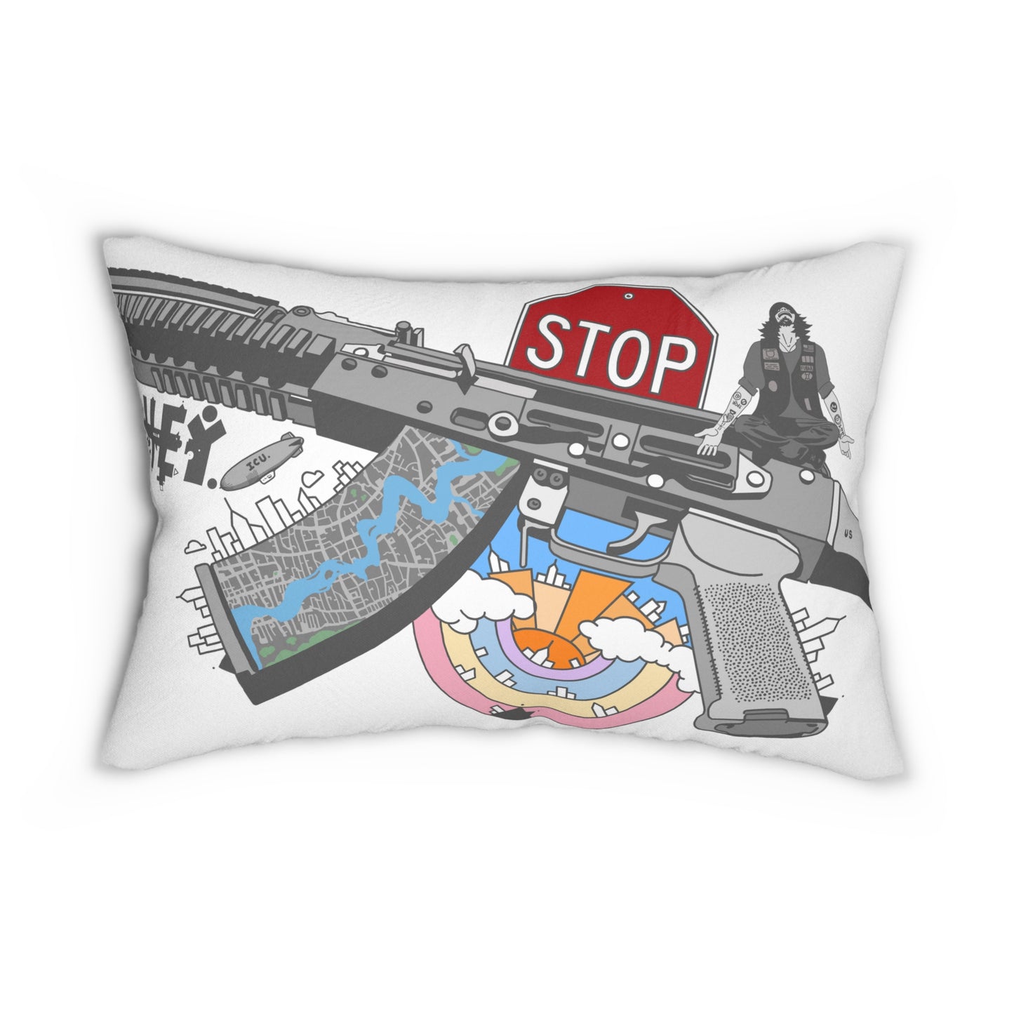 "Just Stop" Spun Polyester Lumbar Pillow