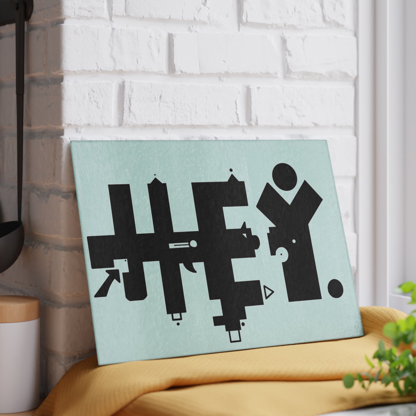 Hey Brand Logo Glass Cutting Board