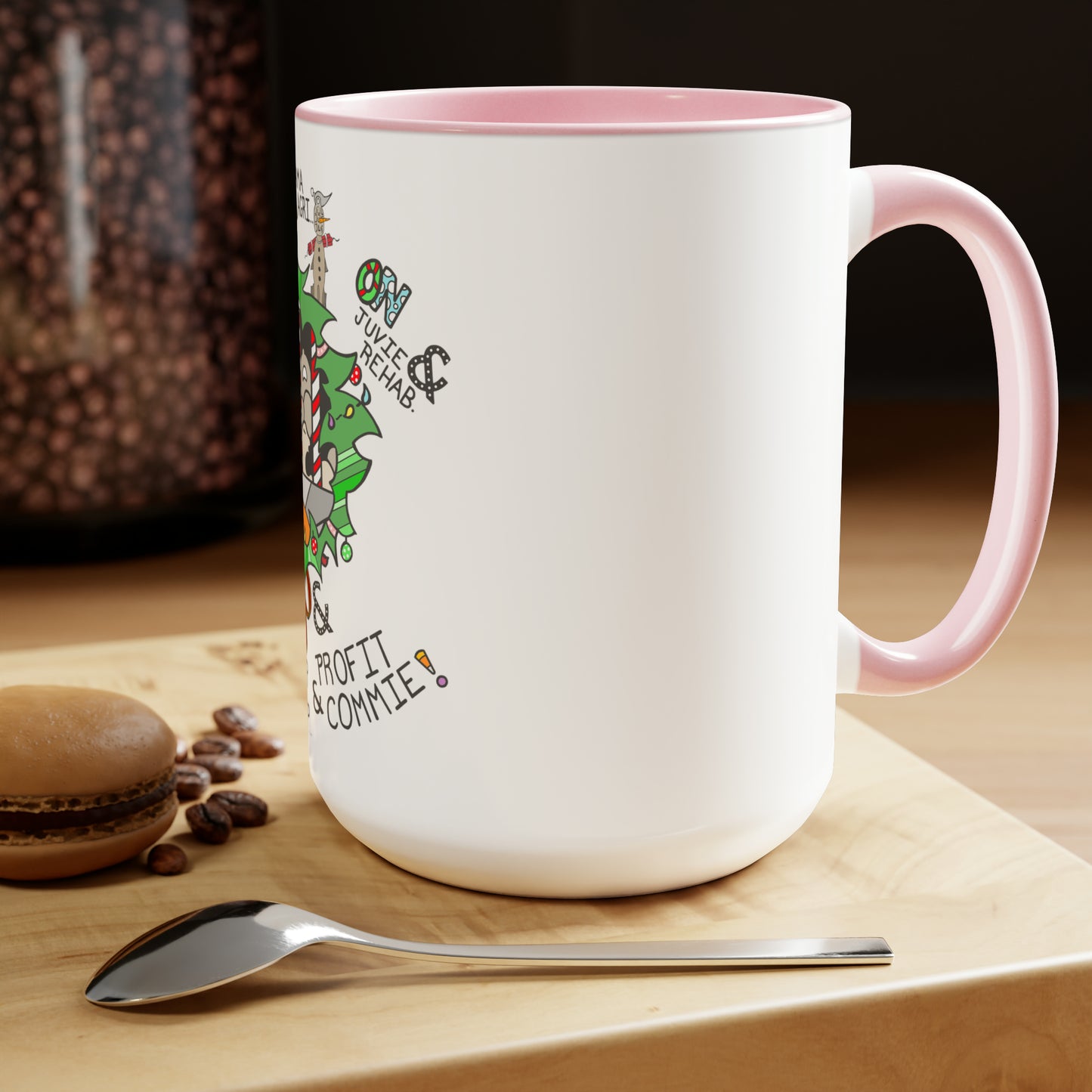 "On Profit! On Commie!" Two-Tone Coffee Mugs, 15oz