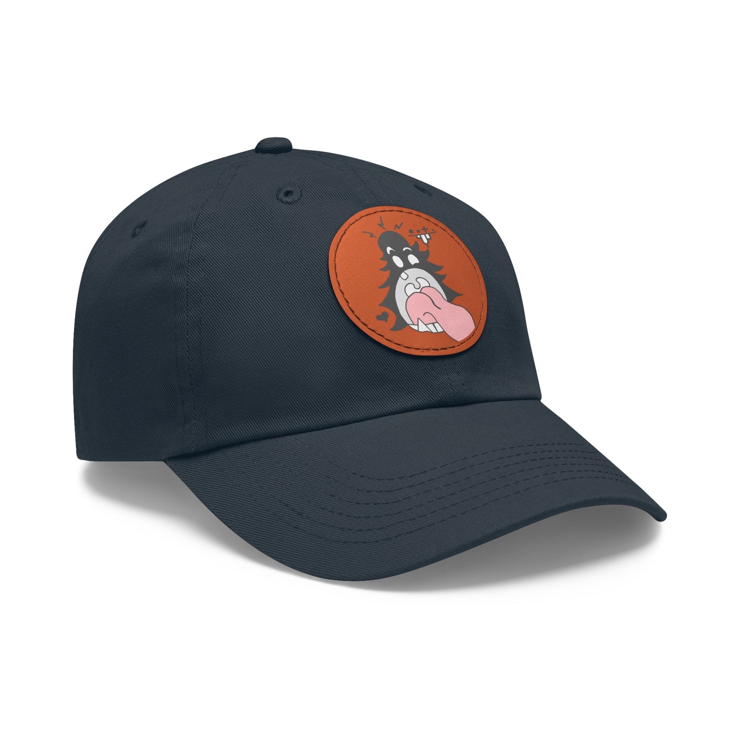 "Scrietch" Dad Hat with Leather Patch (Round)