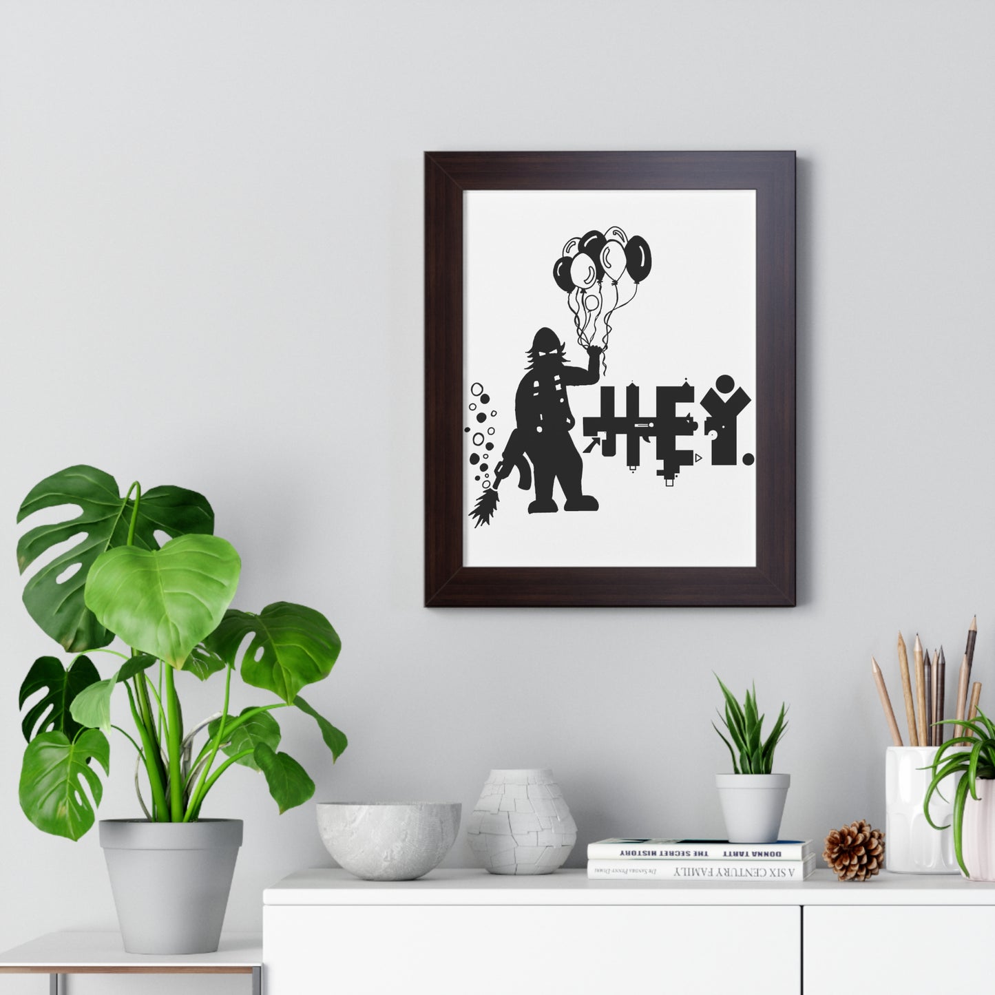 Hey. Brand Balloon Logo Framed Vertical Poster