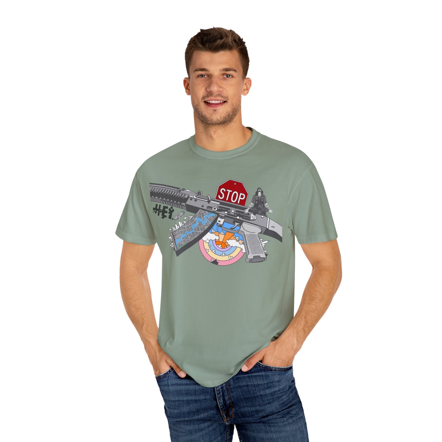 "Just Stop" Unisex Garment-Dyed T-shirt