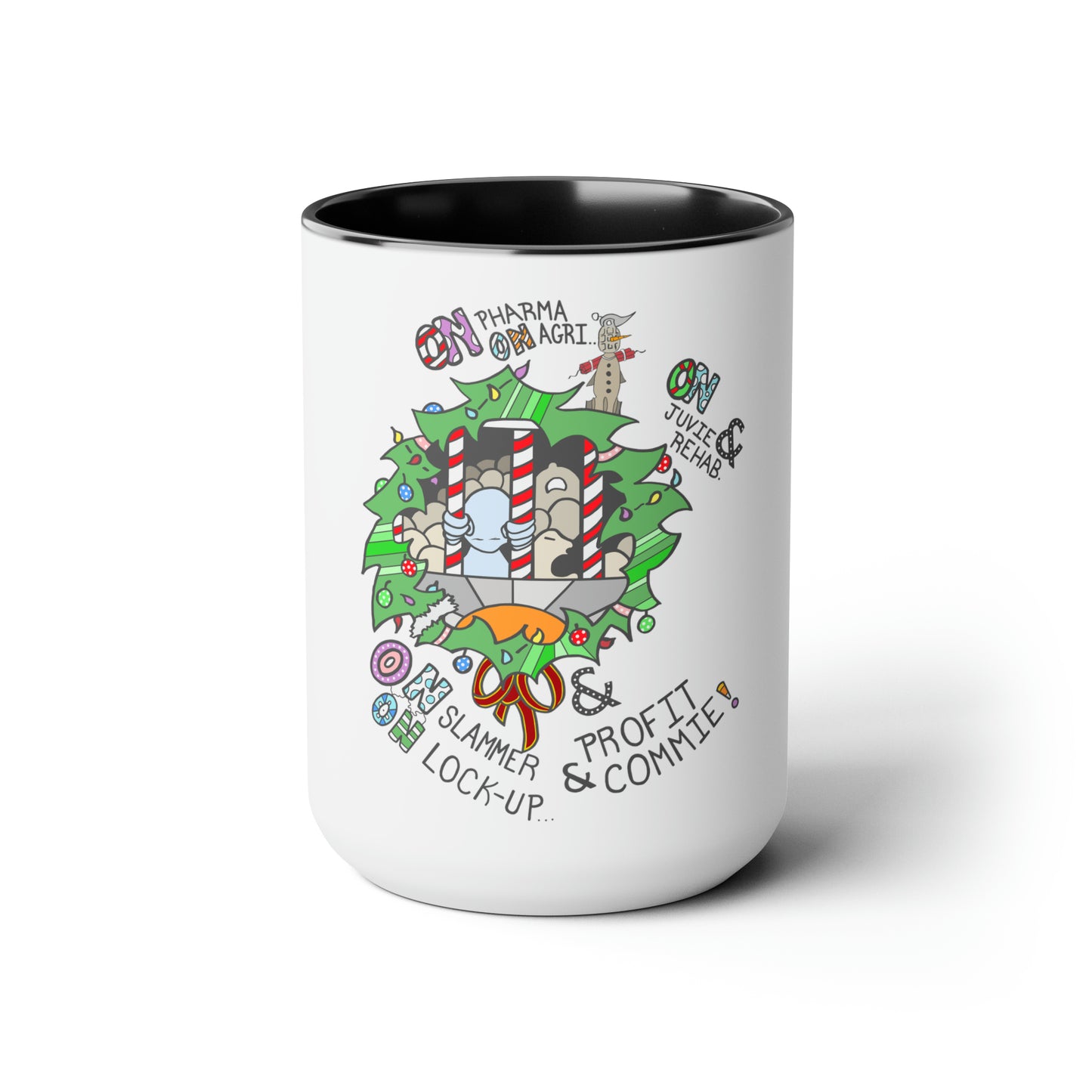 "On Profit! On Commie!" Two-Tone Coffee Mugs, 15oz
