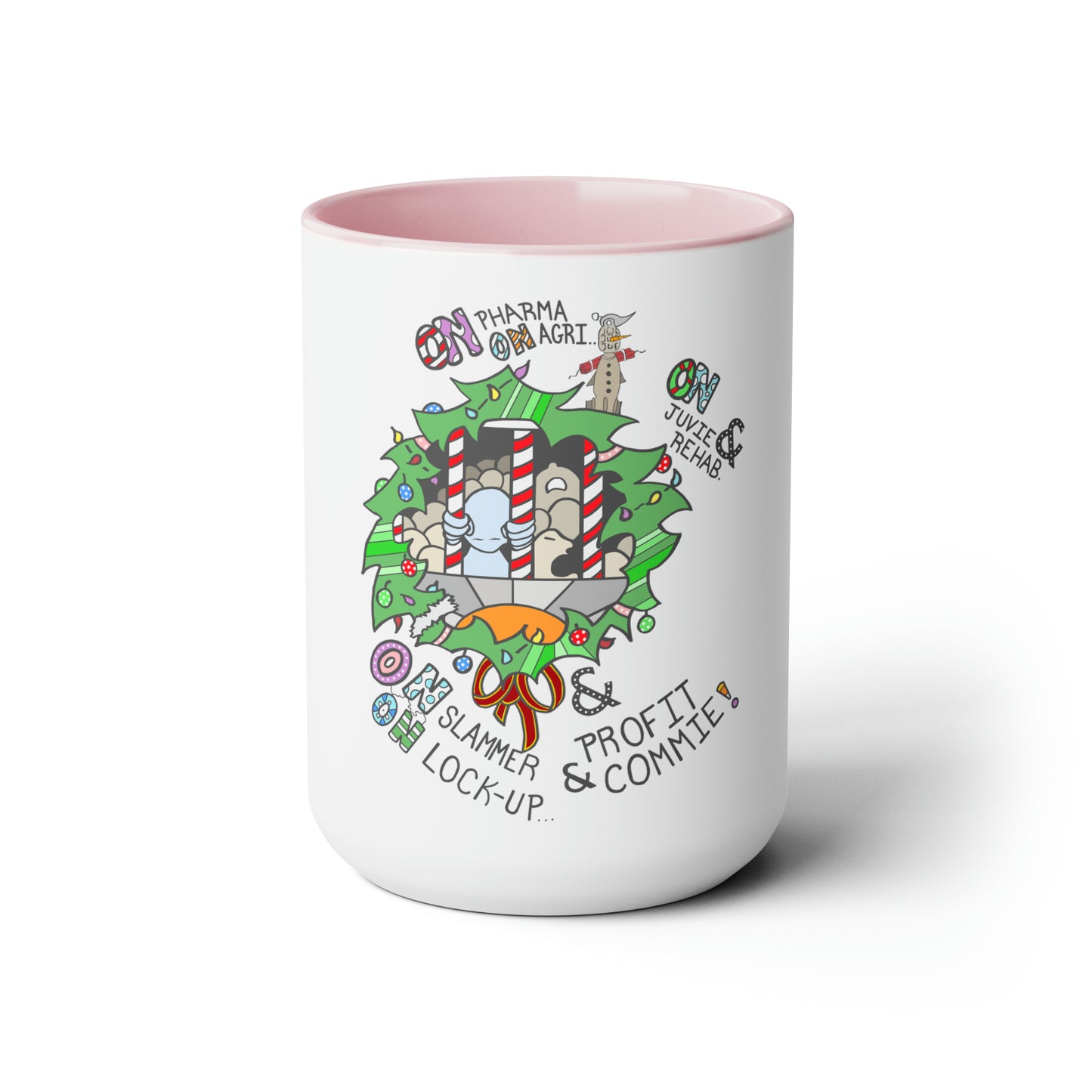 "On Profit! On Commie!" Two-Tone Coffee Mugs, 15oz