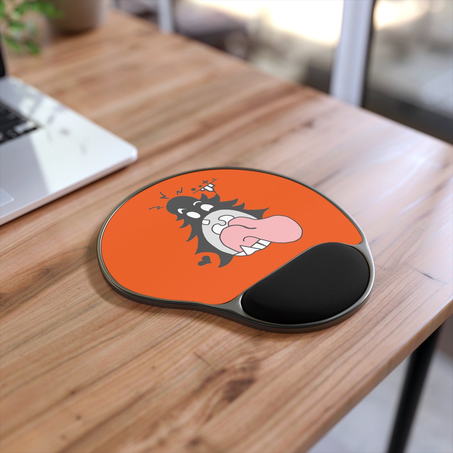 "Scrietch" Mouse Pad With Wrist Rest (Orange)