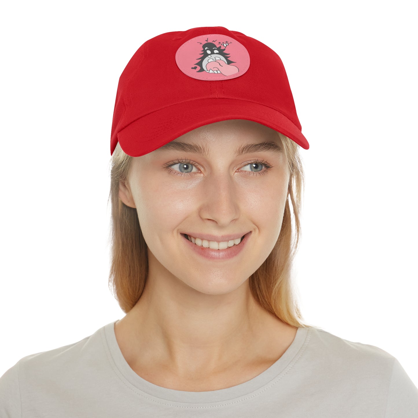 "Scrietch" Dad Hat with Leather Patch (Round)