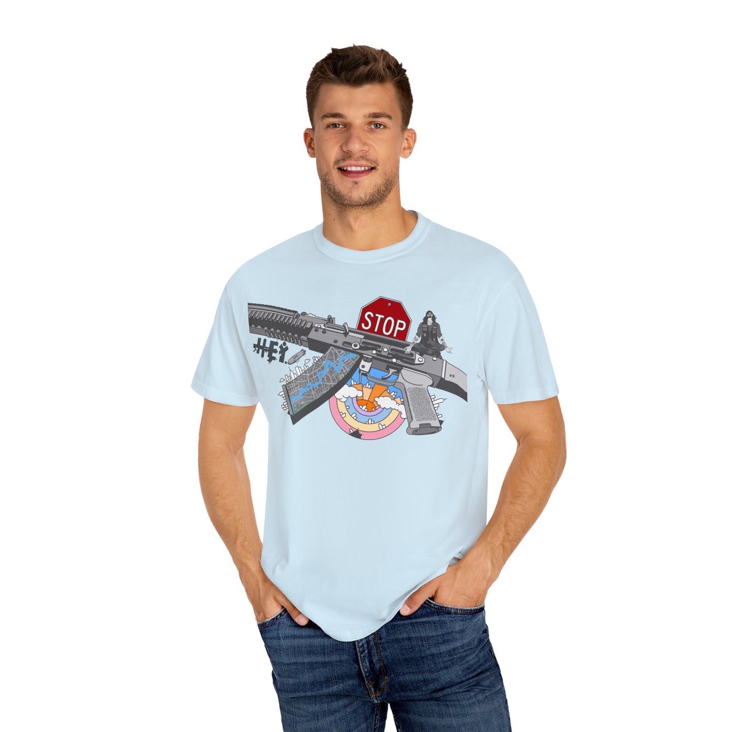 "Just Stop" Unisex Garment-Dyed T-shirt