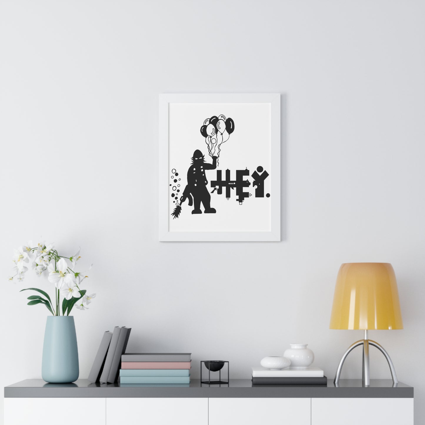 Hey. Brand Balloon Logo Framed Vertical Poster