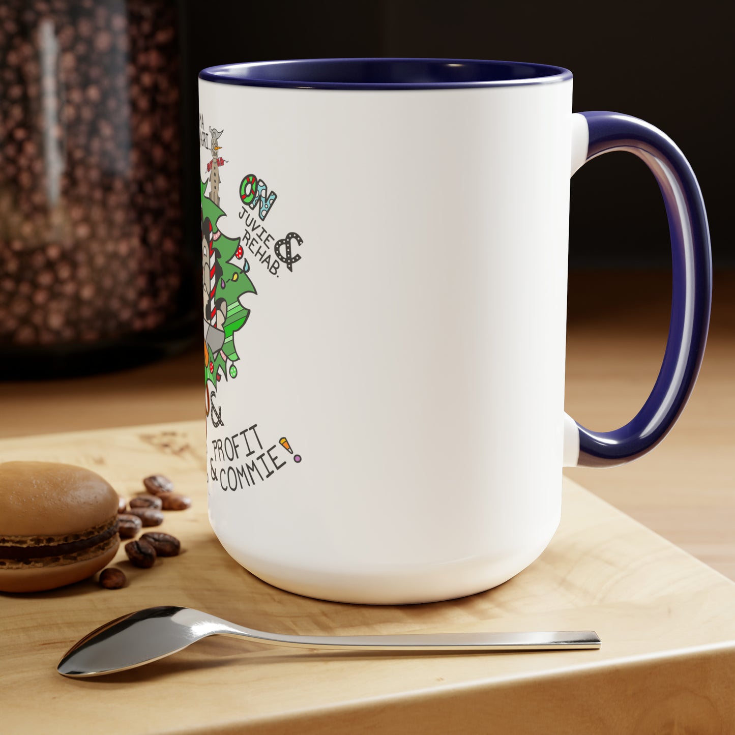 "On Profit! On Commie!" Two-Tone Coffee Mugs, 15oz