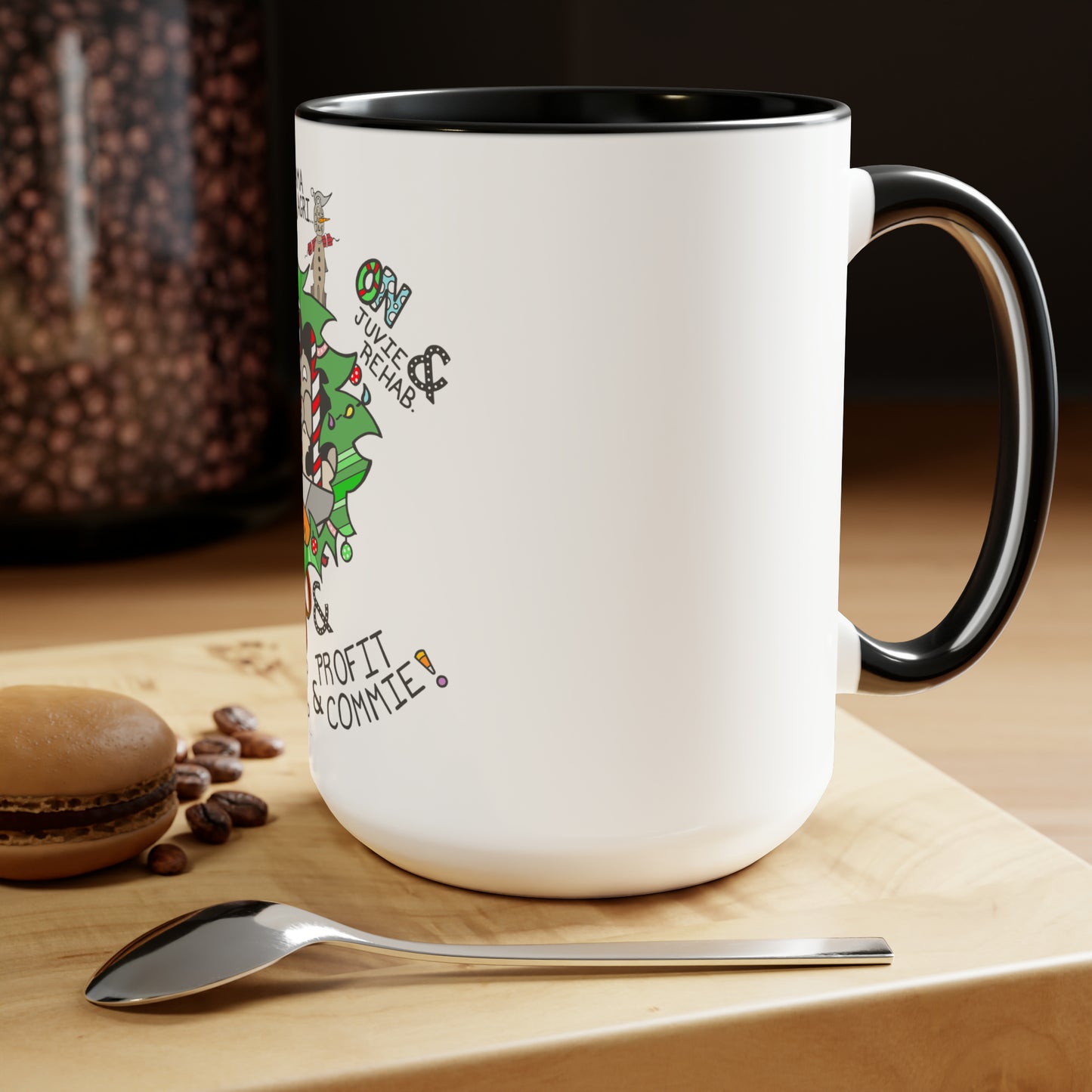 "On Profit! On Commie!" Two-Tone Coffee Mugs, 15oz