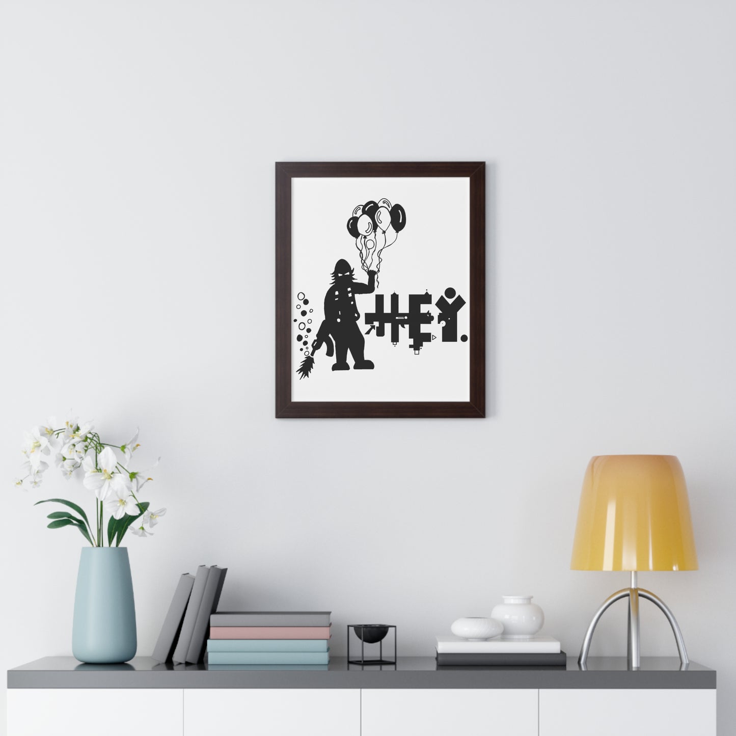 Hey. Brand Balloon Logo Framed Vertical Poster