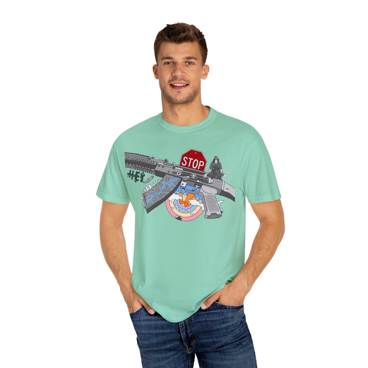 "Just Stop" Unisex Garment-Dyed T-shirt