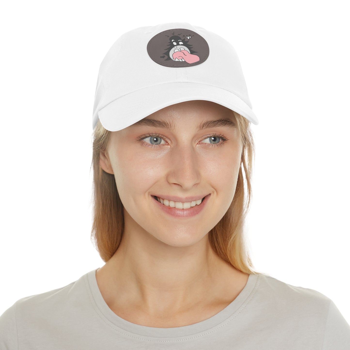 "Scrietch" Dad Hat with Leather Patch (Round)