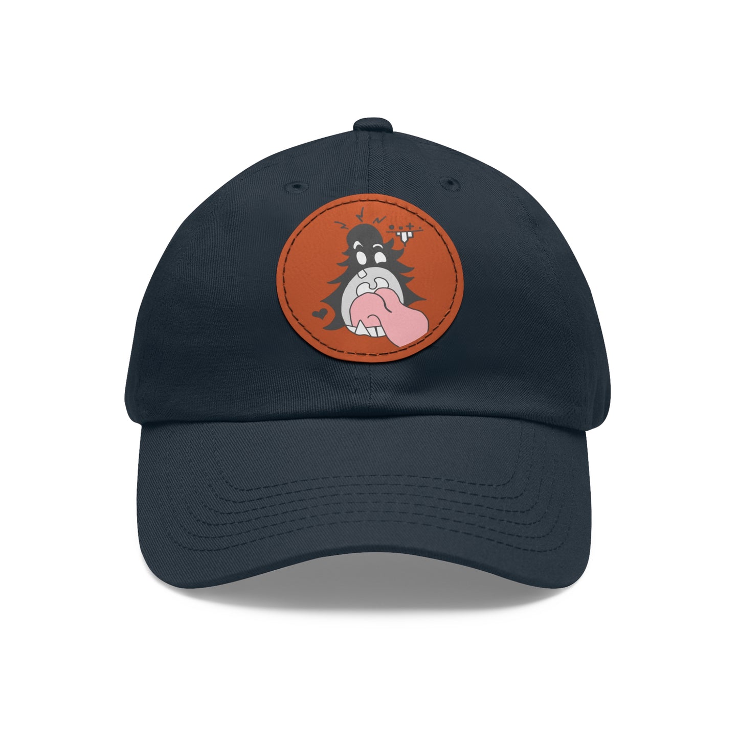 "Scrietch" Dad Hat with Leather Patch (Round)
