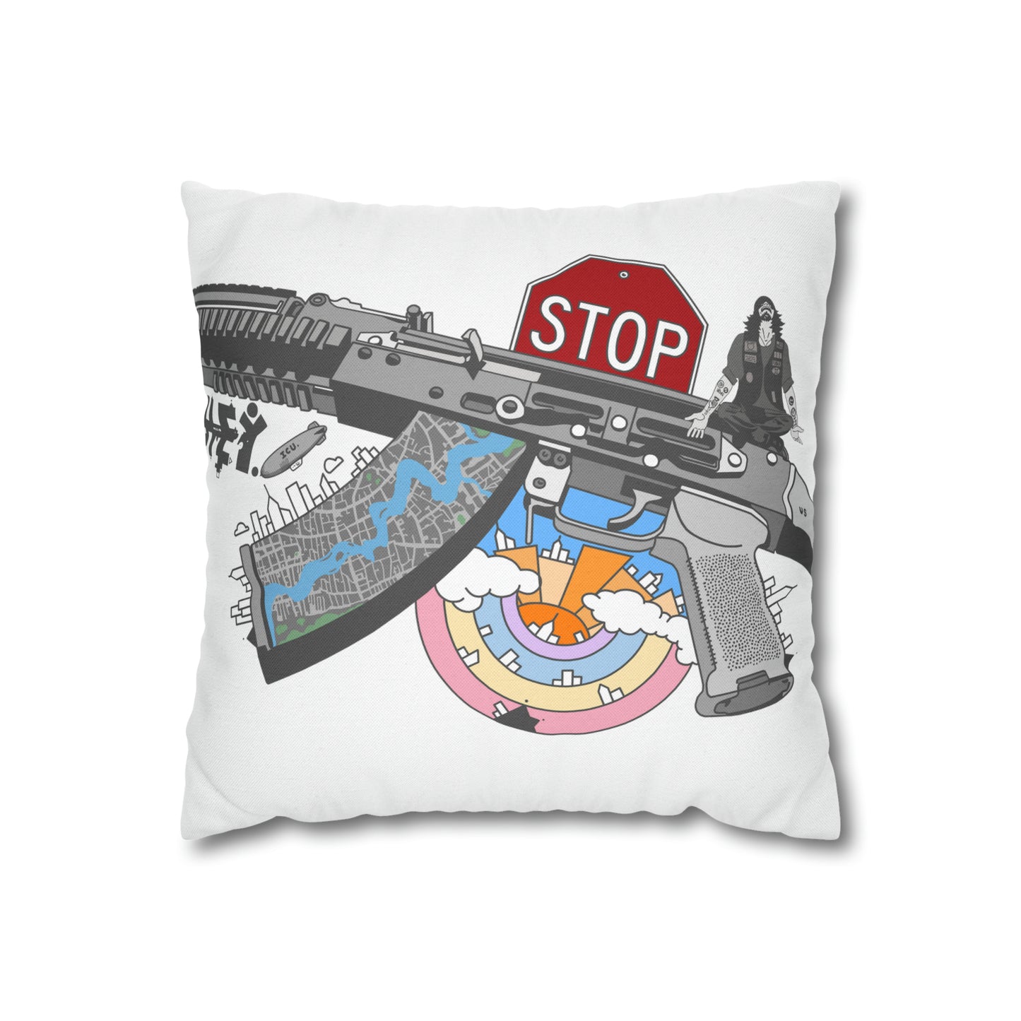 "Just Stop" Spun Polyester Square Pillow Case
