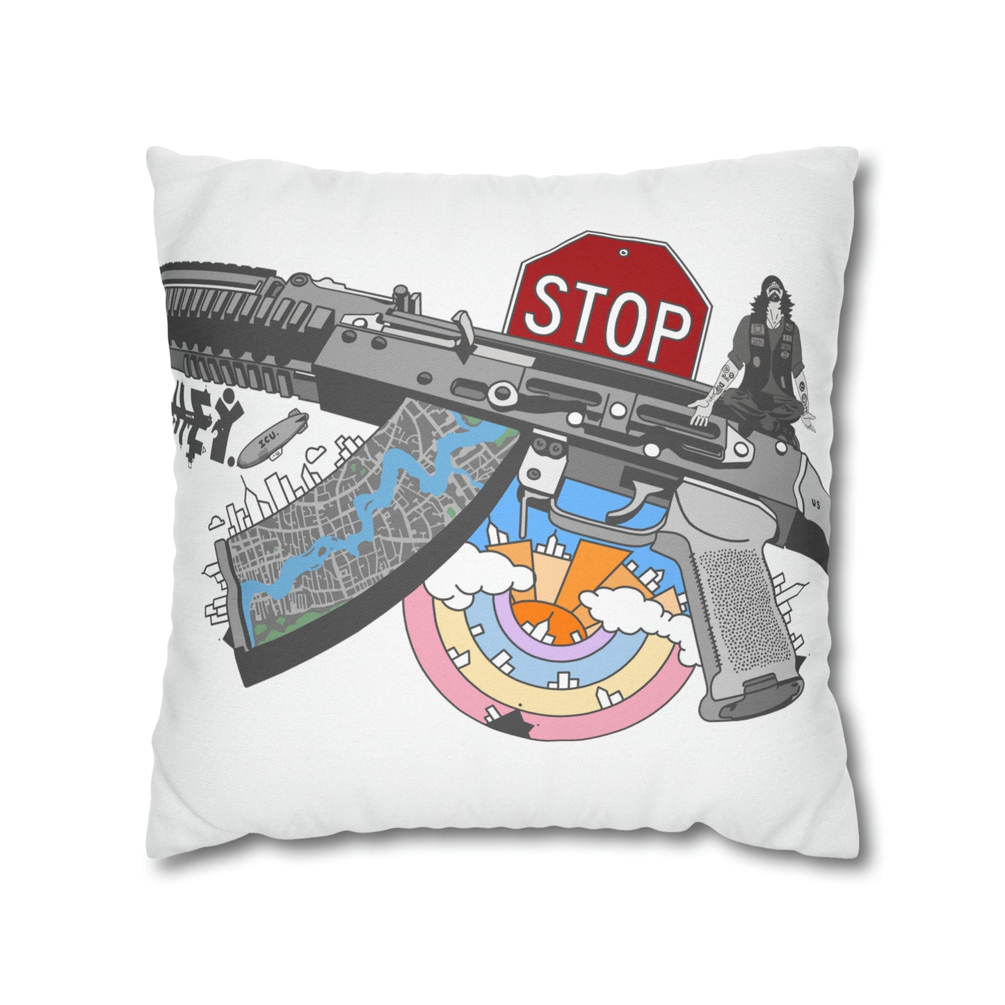 "Just Stop" Spun Polyester Square Pillow Case